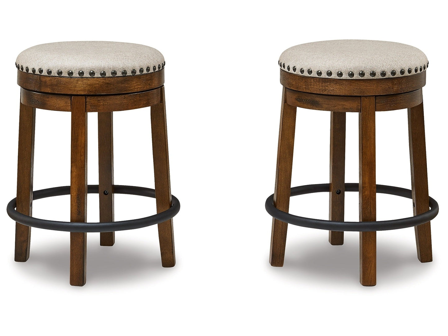 Valebeck Beige/Brown Counter Height Barstool (Set of 2)- Viva Furn