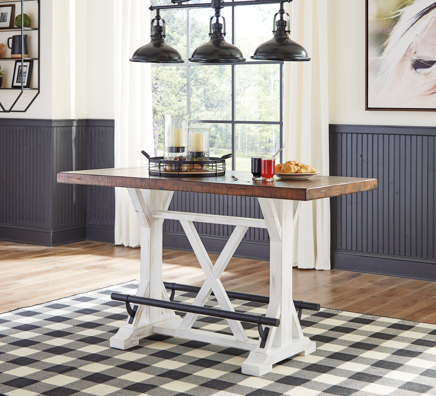 Valebeck Multi Counter Height Dining Table and 8 Barstools- Viva Furn