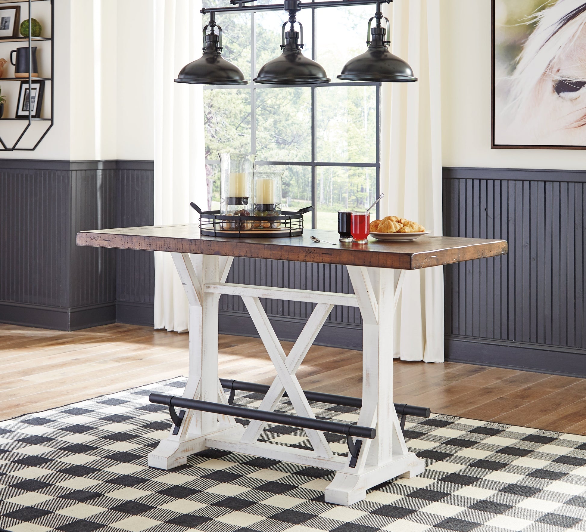 Valebeck Multi Counter Height Dining Table and 8 Barstools- Viva Furn