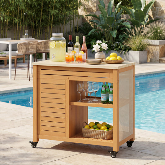 Valtan Natural Bar Cart - Ornate Home