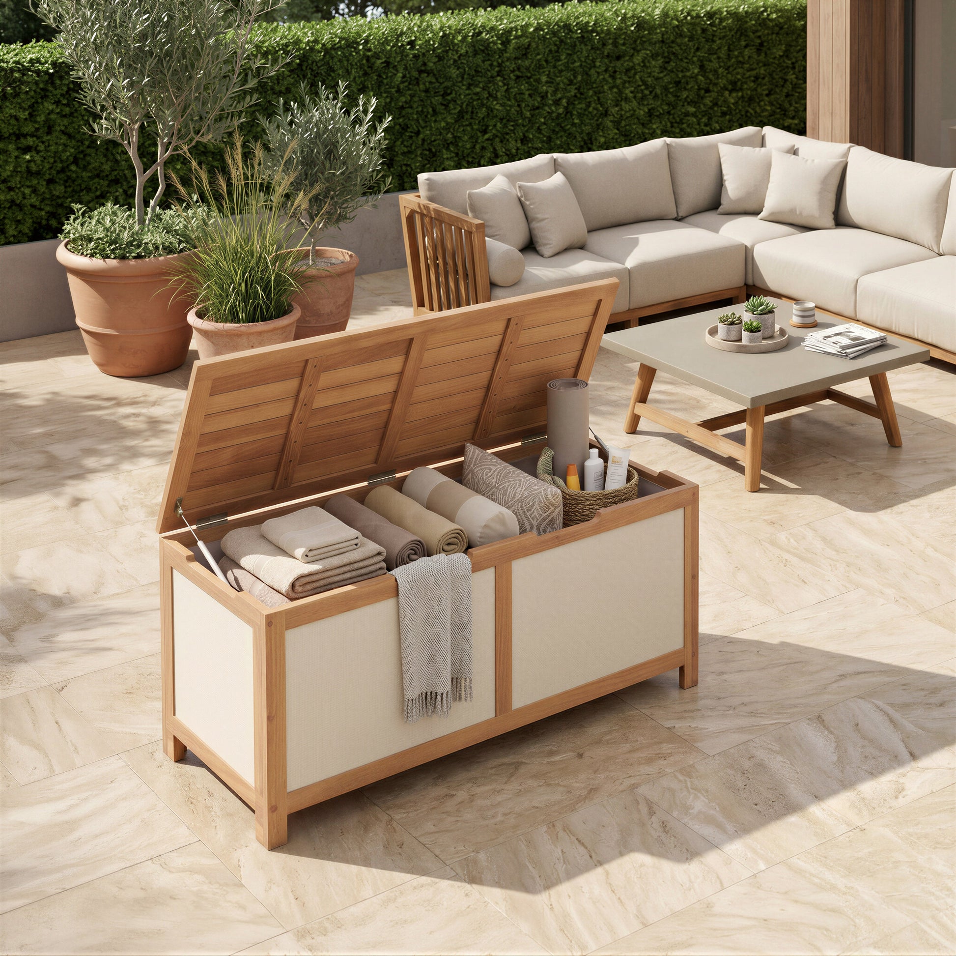 Valtan Natural Outdoor Storage Chest - Ornate Home