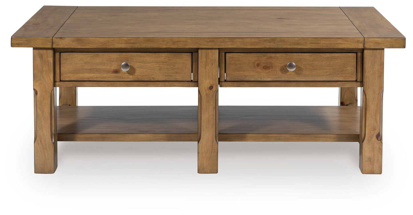 Vandenmore Medium Brown Rectangular Cocktail Table- Viva Furn