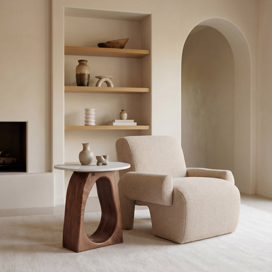 Vara White & Walnut Side Table - Ornate Home
