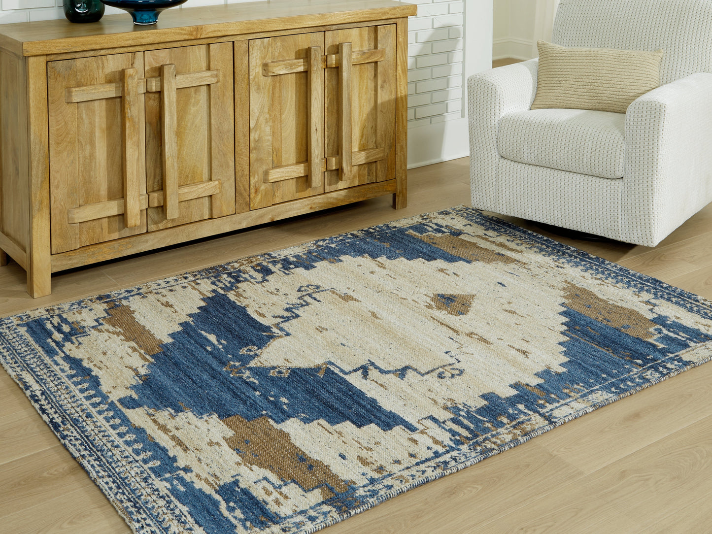 Varnler Blue/Brown/Tan 8' x 10' Rug- Viva Furn