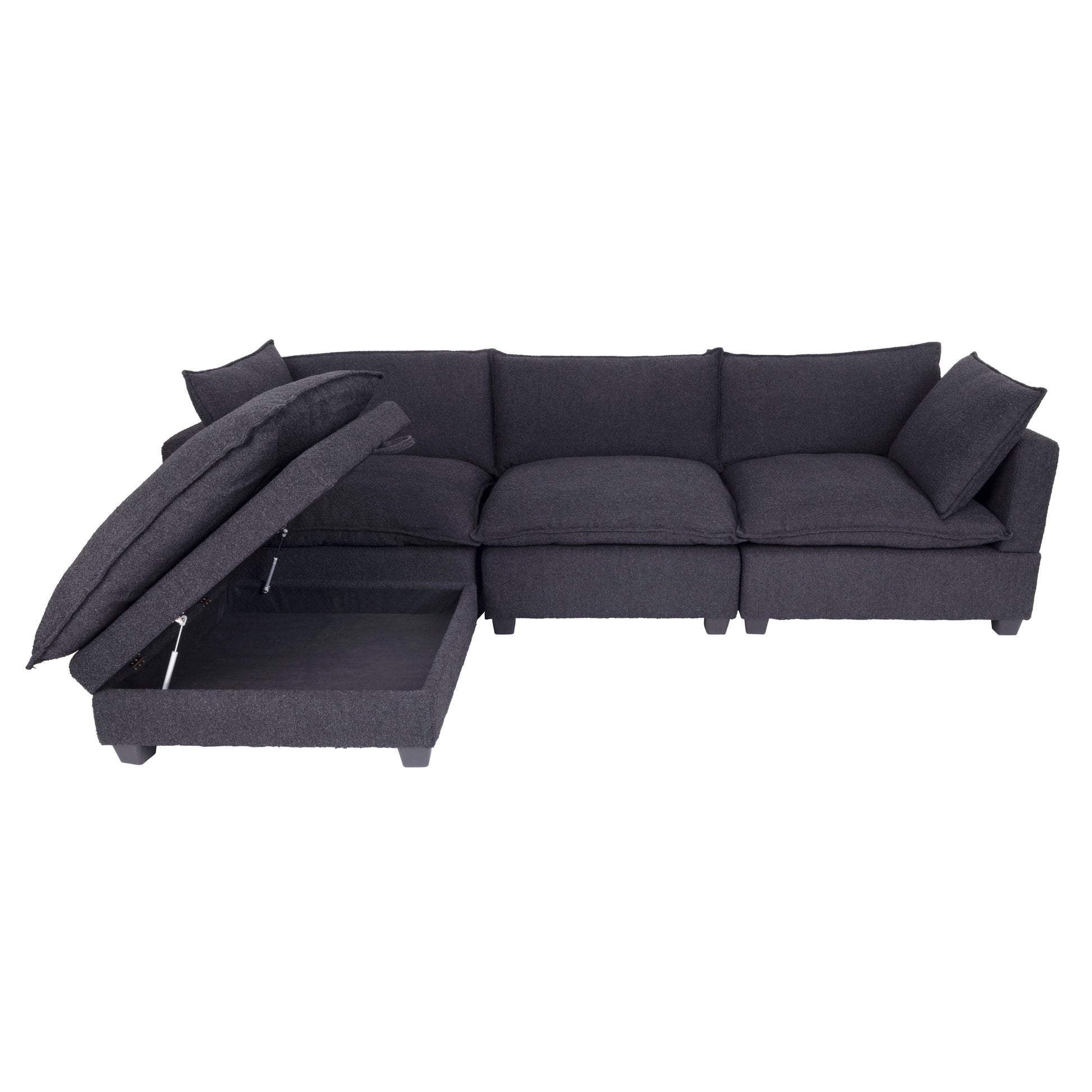 Santa Monica Black Boucle Modular Sectional / 4pc - Ornate Home