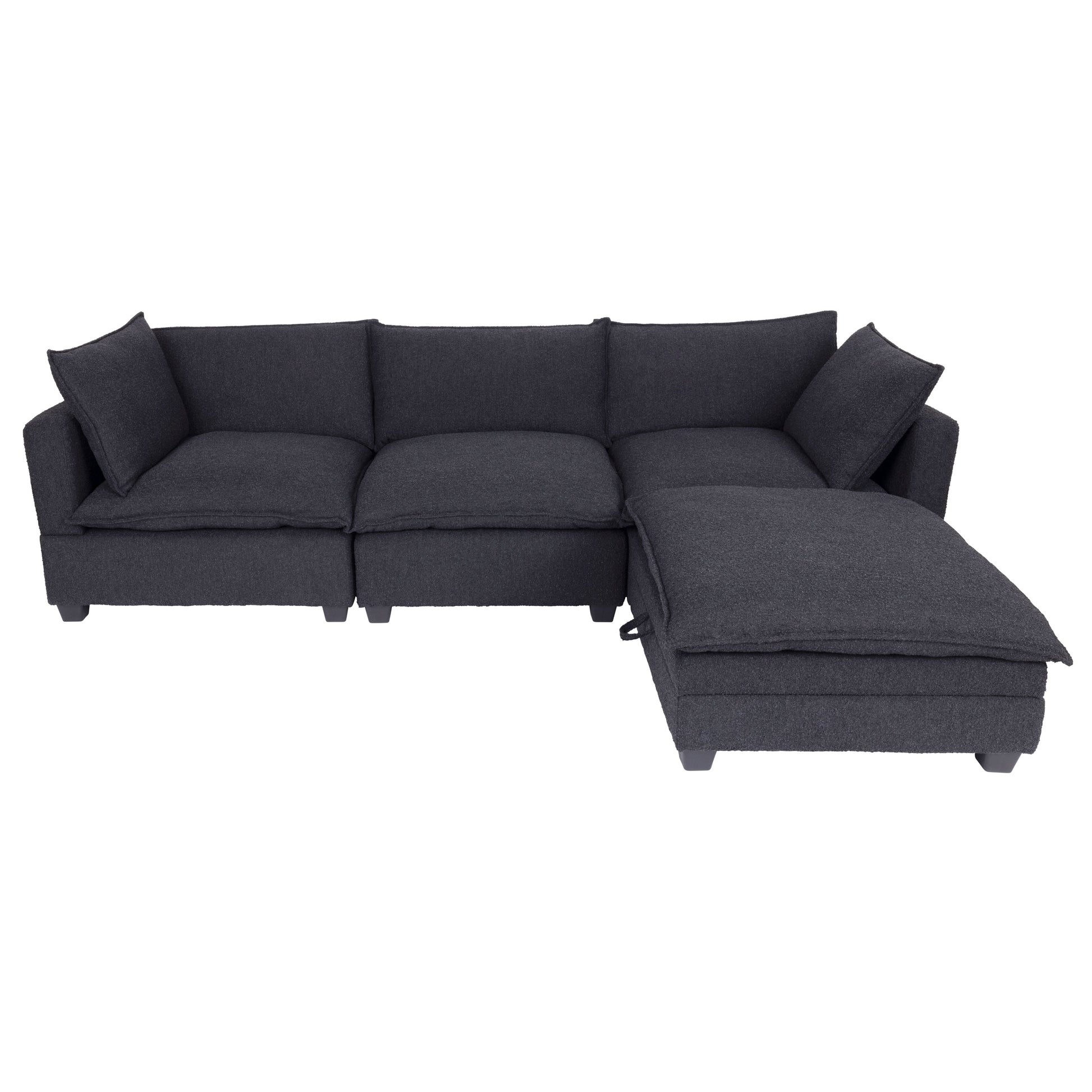 Santa Monica Black Boucle Modular Sectional / 4pc - Ornate Home