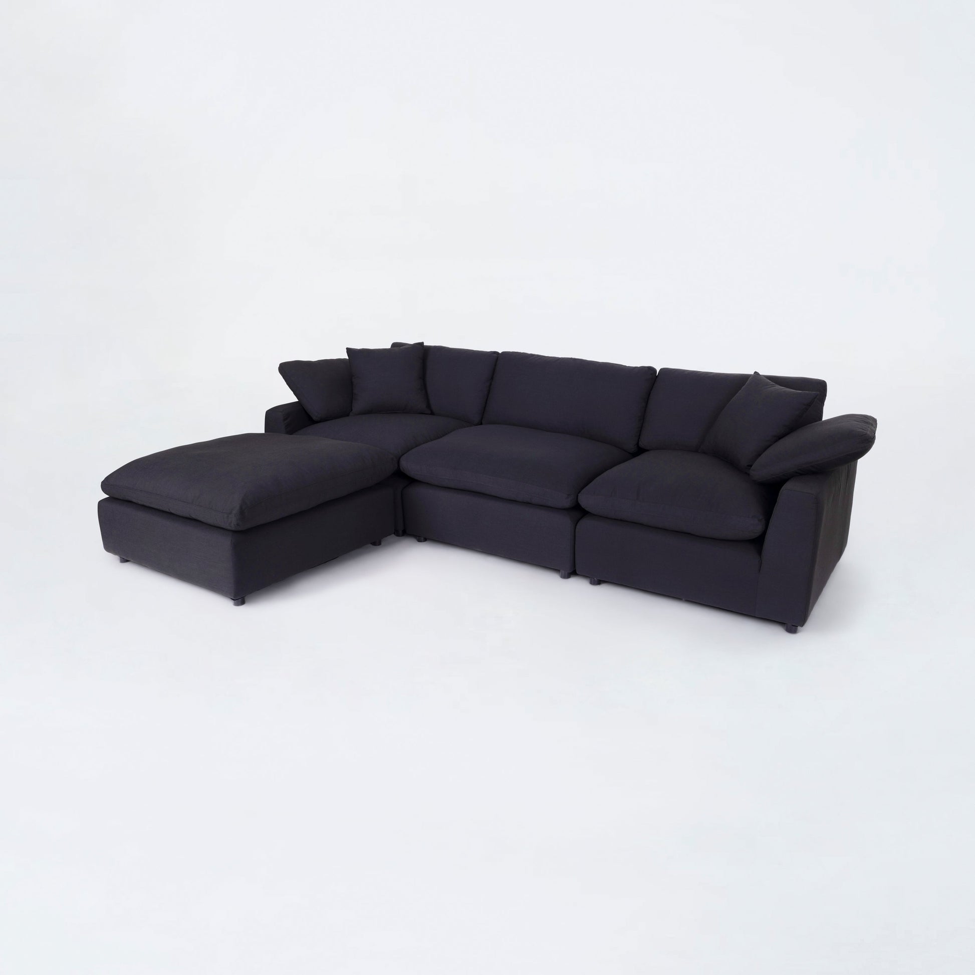 Manhattan Black Linen Modular Sectional / 4pc - Ornate Home