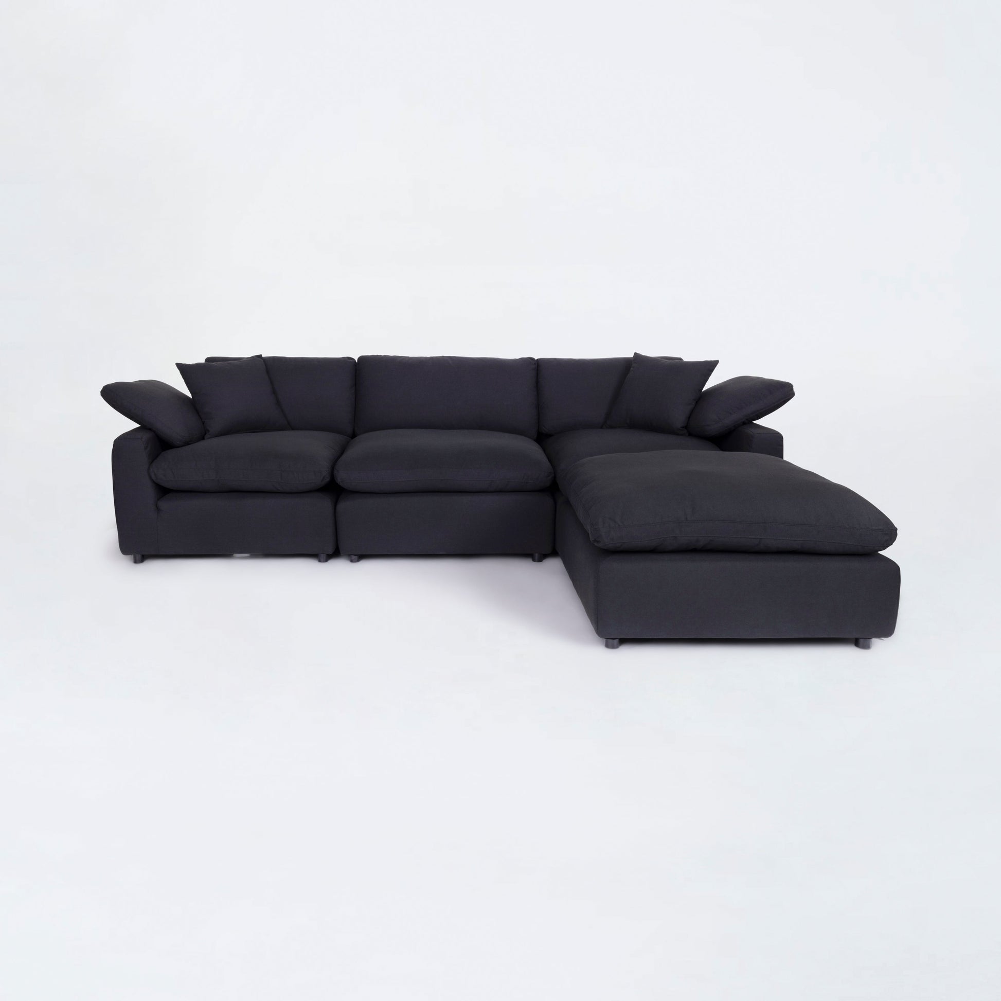 Manhattan Black Linen Modular Sectional / 4pc - Ornate Home