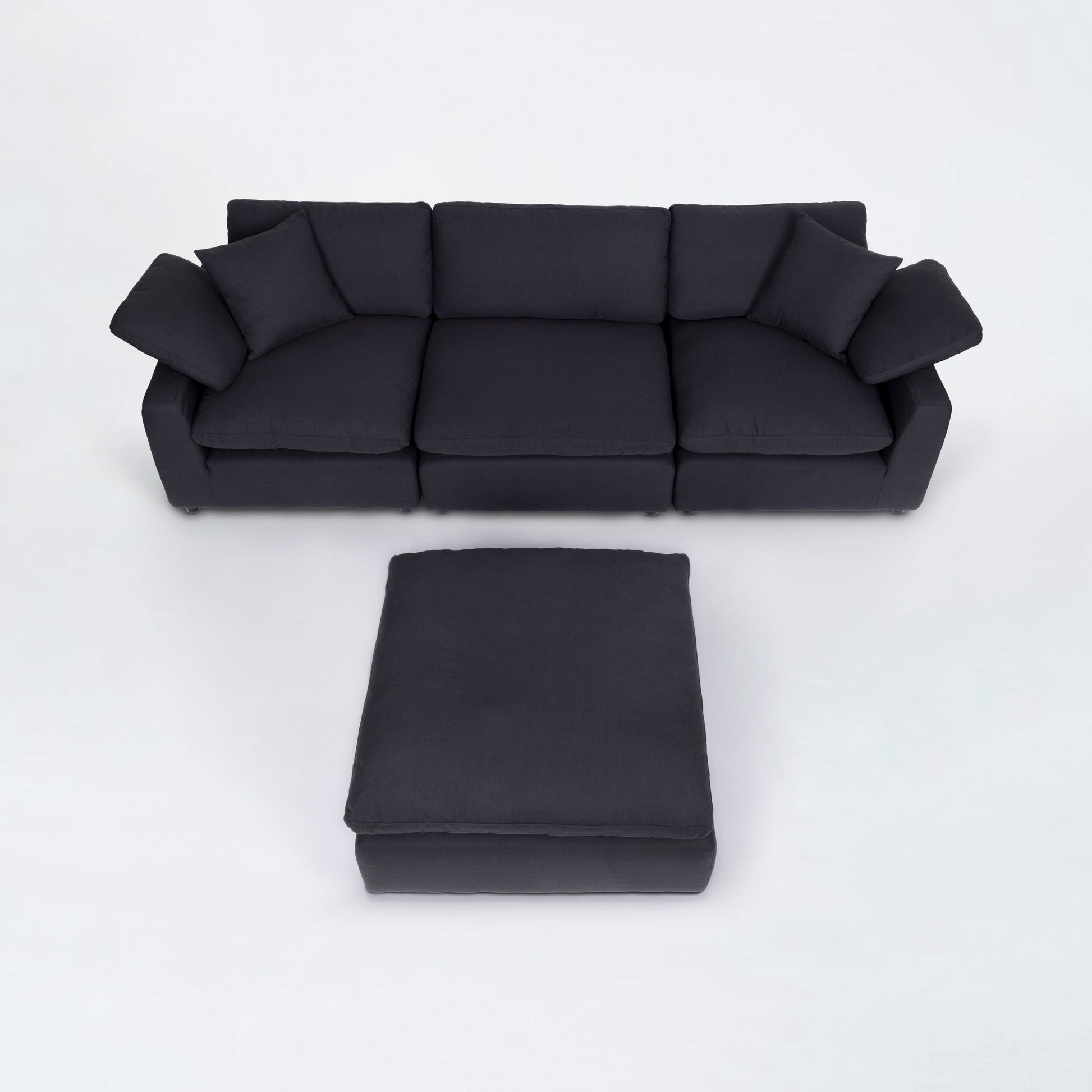 Manhattan Black Linen Modular Sectional / 4pc - Ornate Home