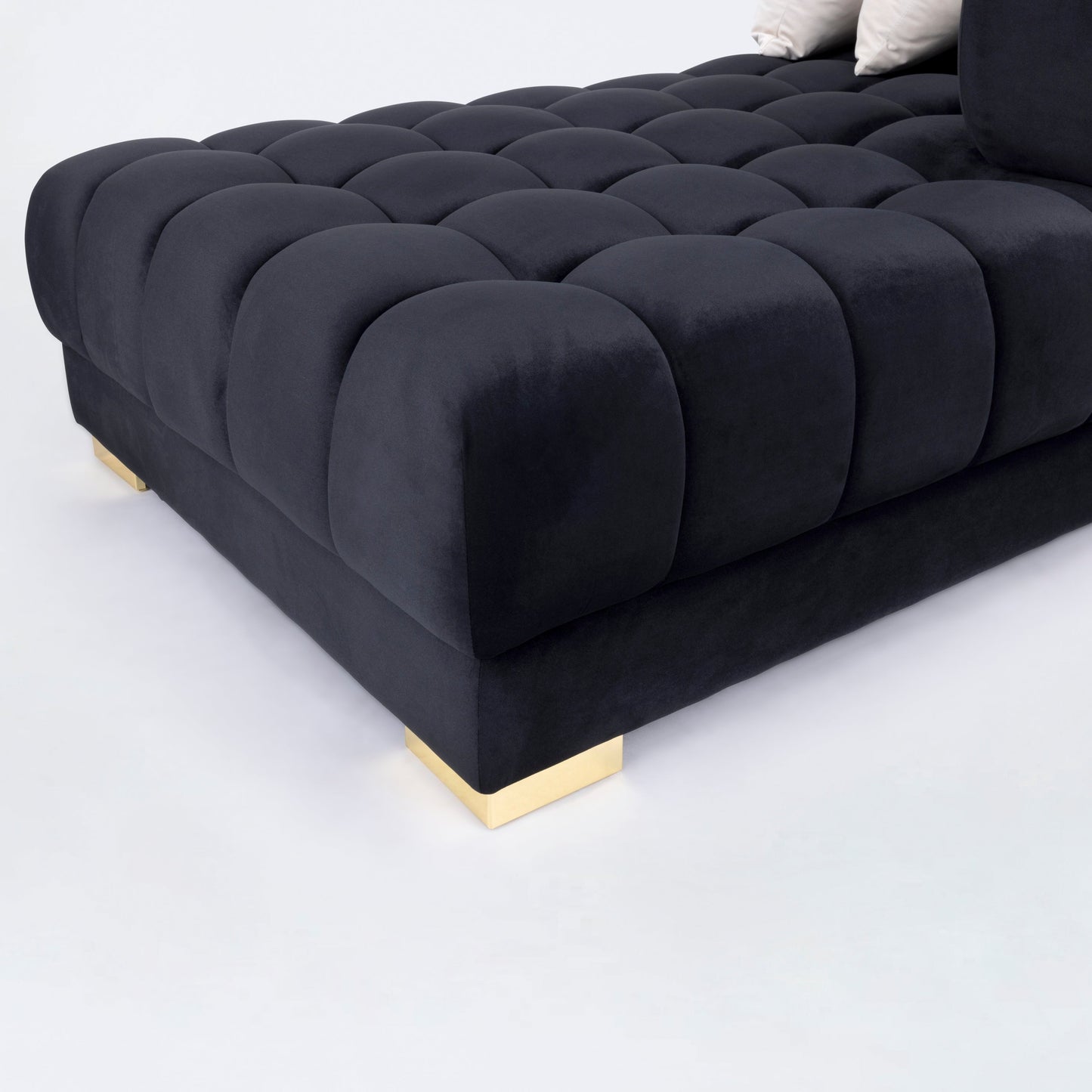 Lipa Black Velvet Double Chaise "U" Shape Sectional Sofa - Ornate Home