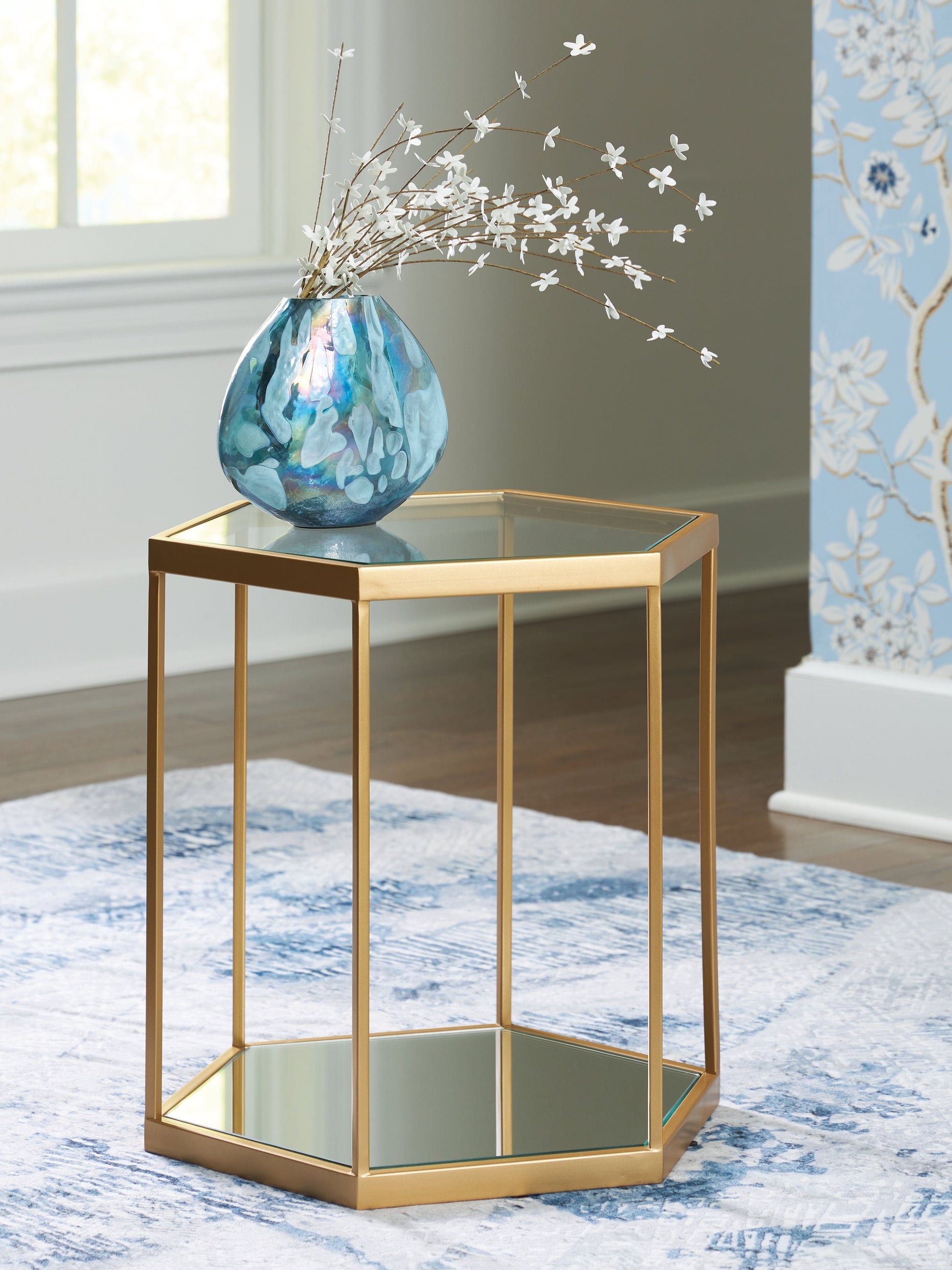 Veerwick Gold Finish Accent Coffee Table- Viva Furn