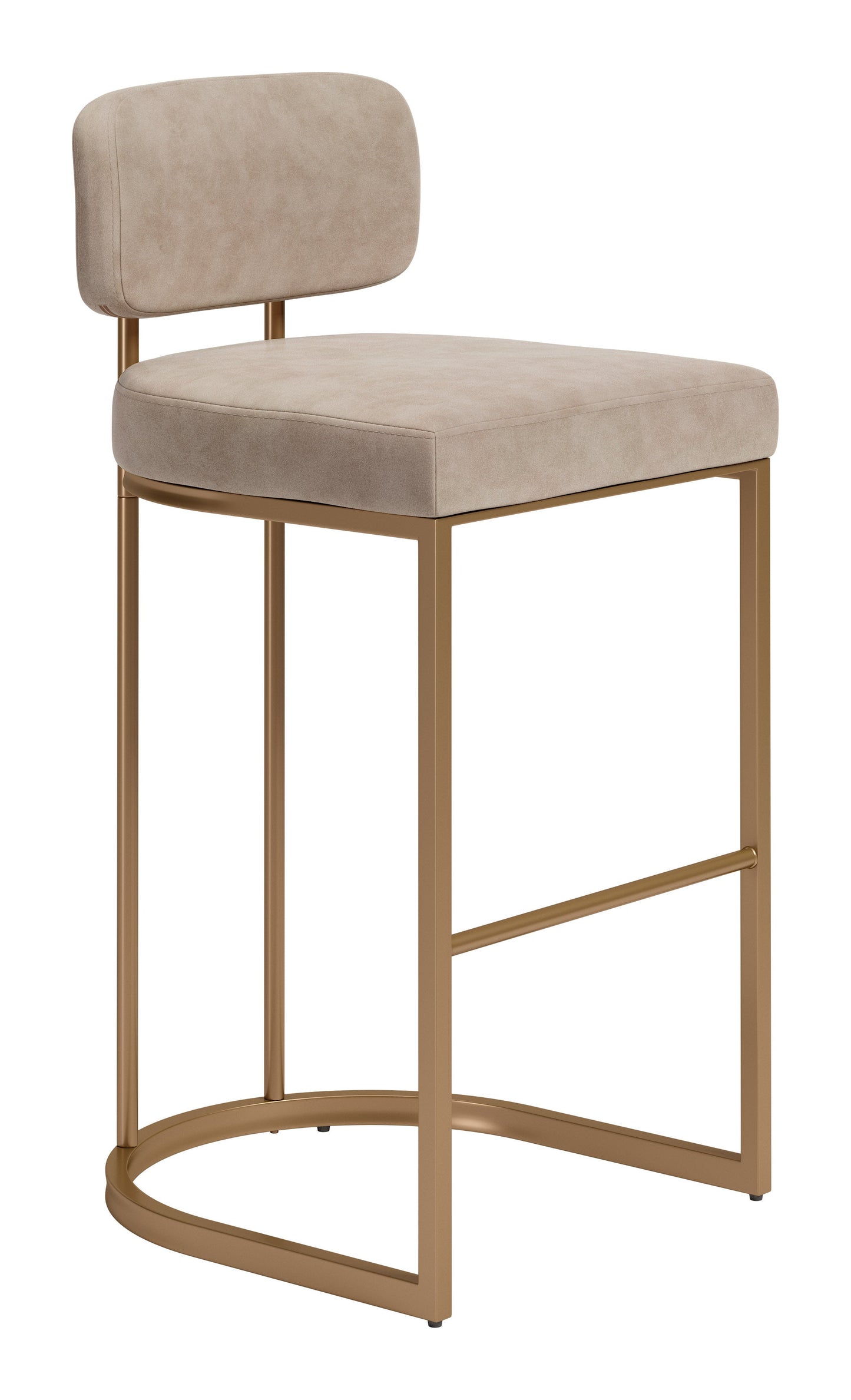 Velar Beige & Bronze Barstool (Set of 2) - Ornate Home