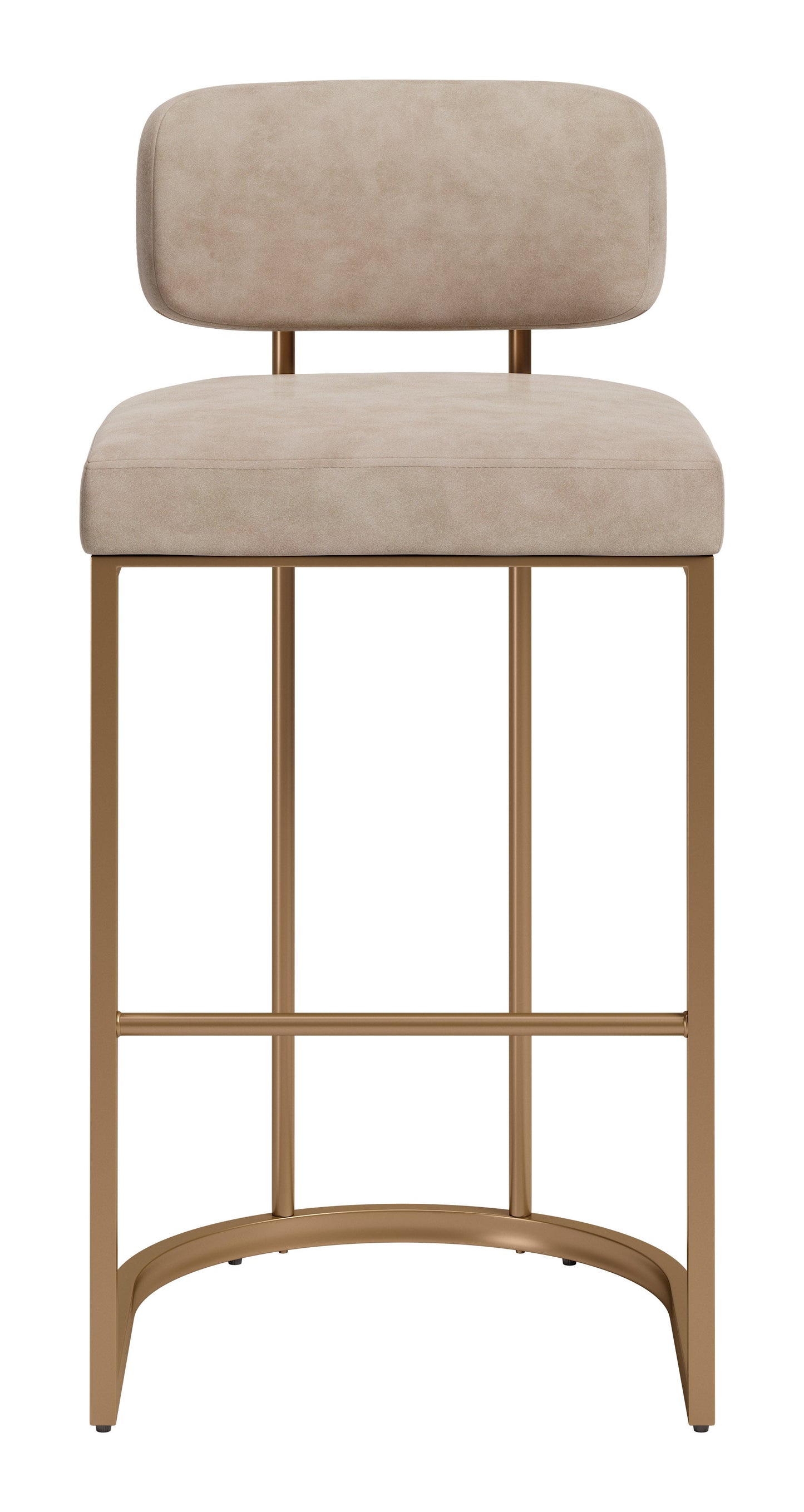 Velar Beige & Bronze Barstool (Set of 2) - Ornate Home