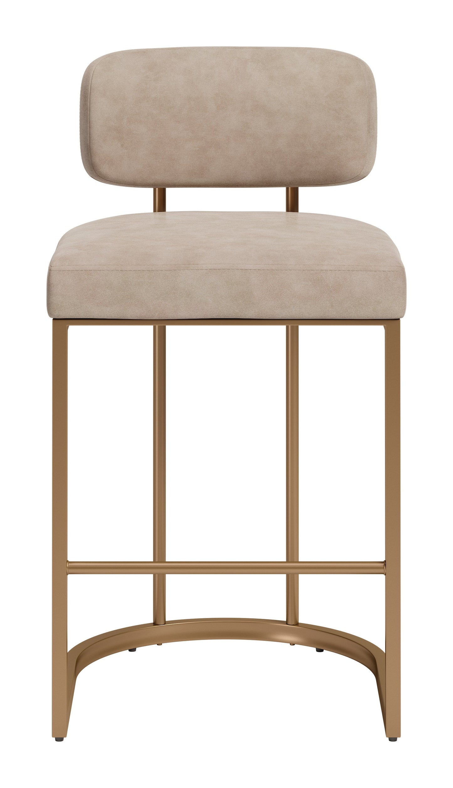 Velar Beige & Bronze Counter Stool (Set of 2) - Ornate Home