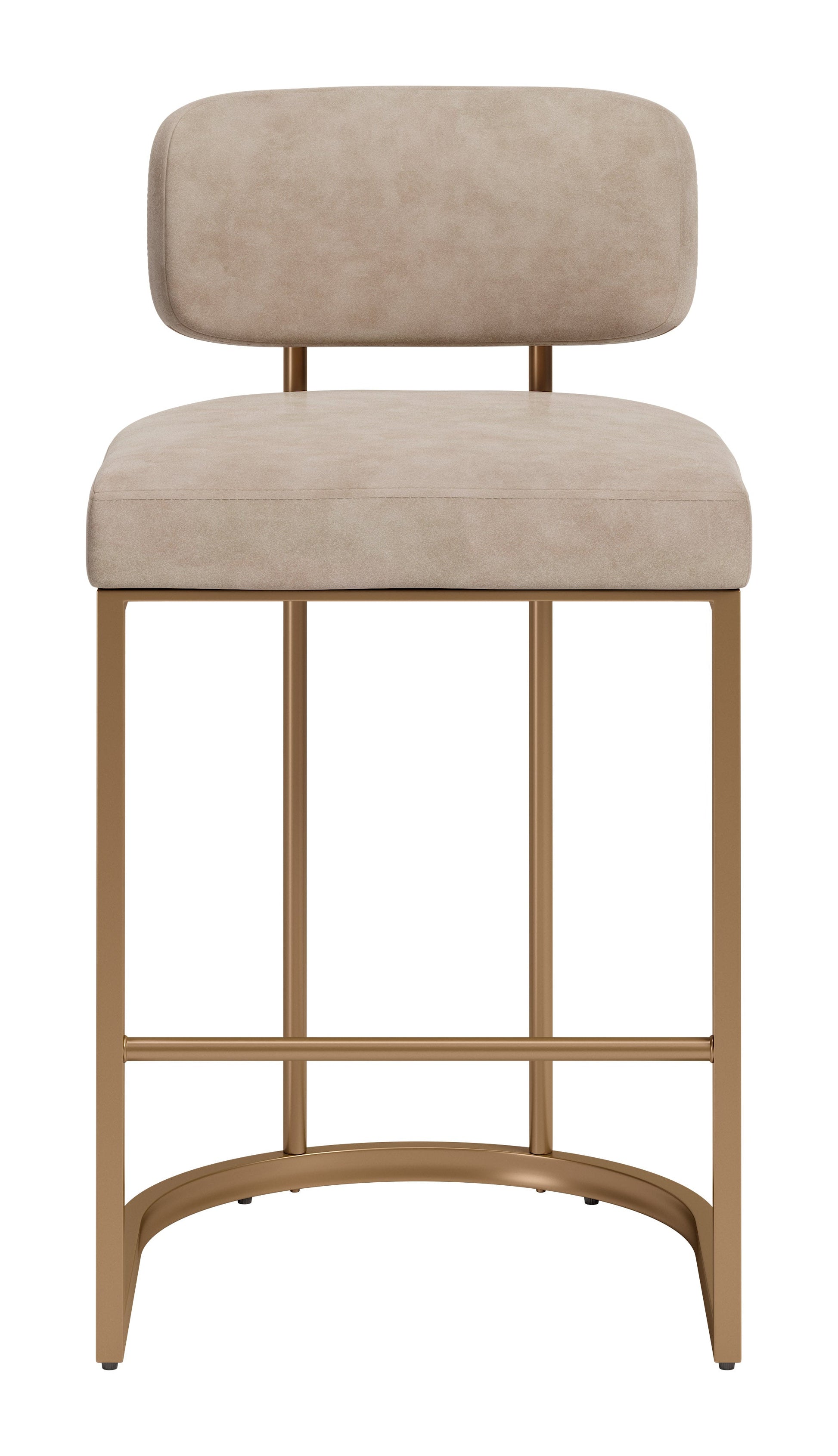 Velar Beige & Bronze Counter Stool (Set of 2) - Ornate Home