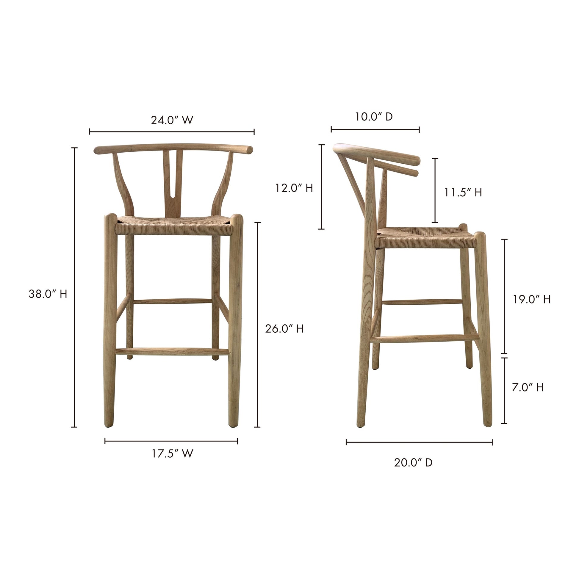 Ventana Natural Counter Stool - Ornate Home