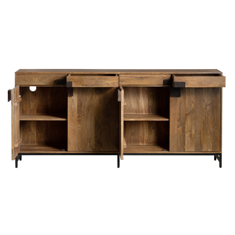 Ventura Brown/Black 4-Door, 4-Drawer Media Credenza - Ornate Home