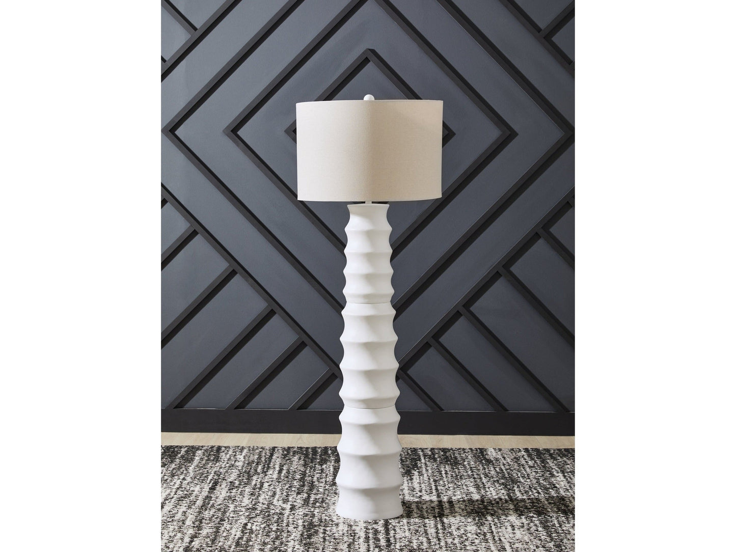 Veraleigh White Poly Floor Lamp- Viva Furn