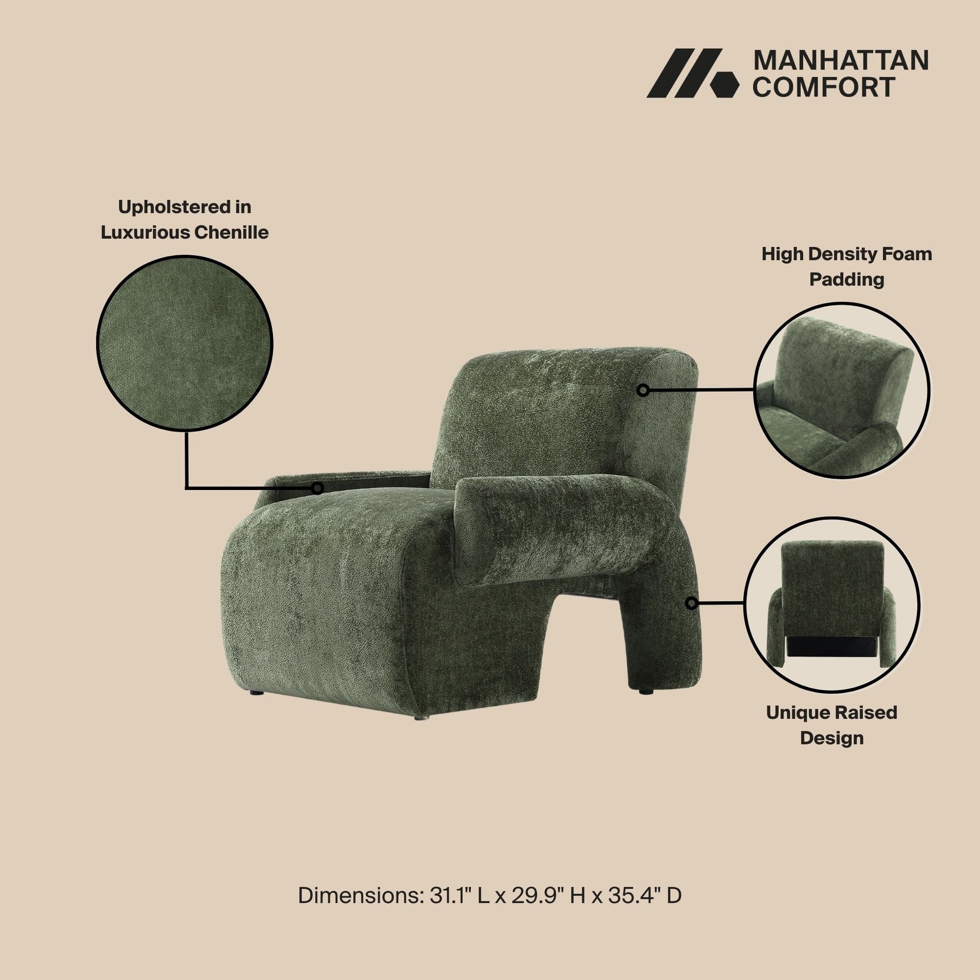 Verandah Accent Chair in Olive Green - Ornate Home