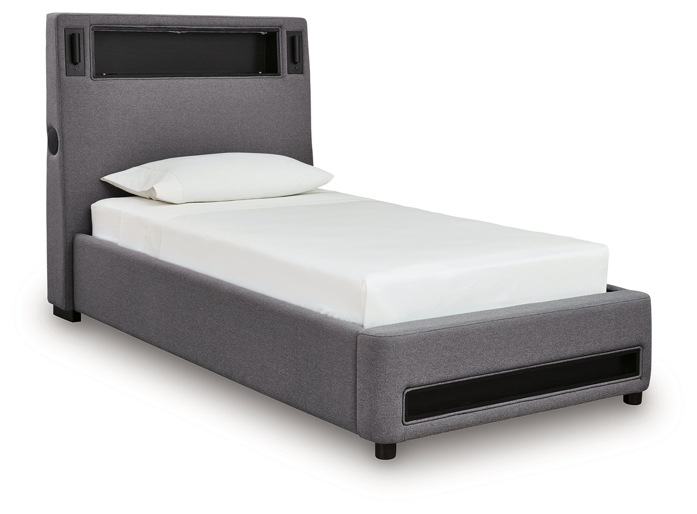 Verishaw Gray Twin Upholstered Bed- Viva Furn