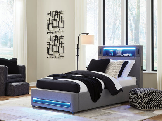 Verishaw Gray Twin Upholstered Bed- Viva Furn