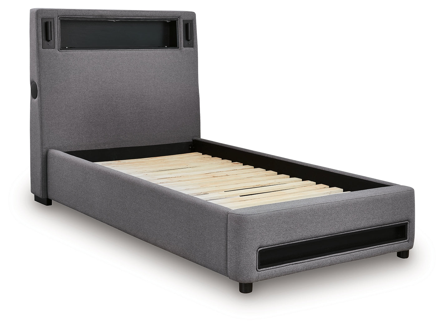 Verishaw Gray Twin Upholstered Bed- Viva Furn
