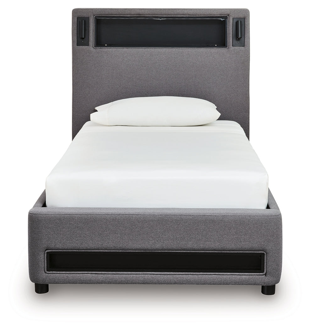 Verishaw Gray Twin Upholstered Bed- Viva Furn