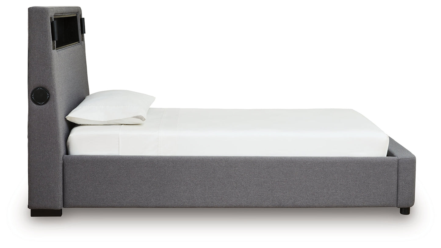 Verishaw Gray Twin Upholstered Bed- Viva Furn