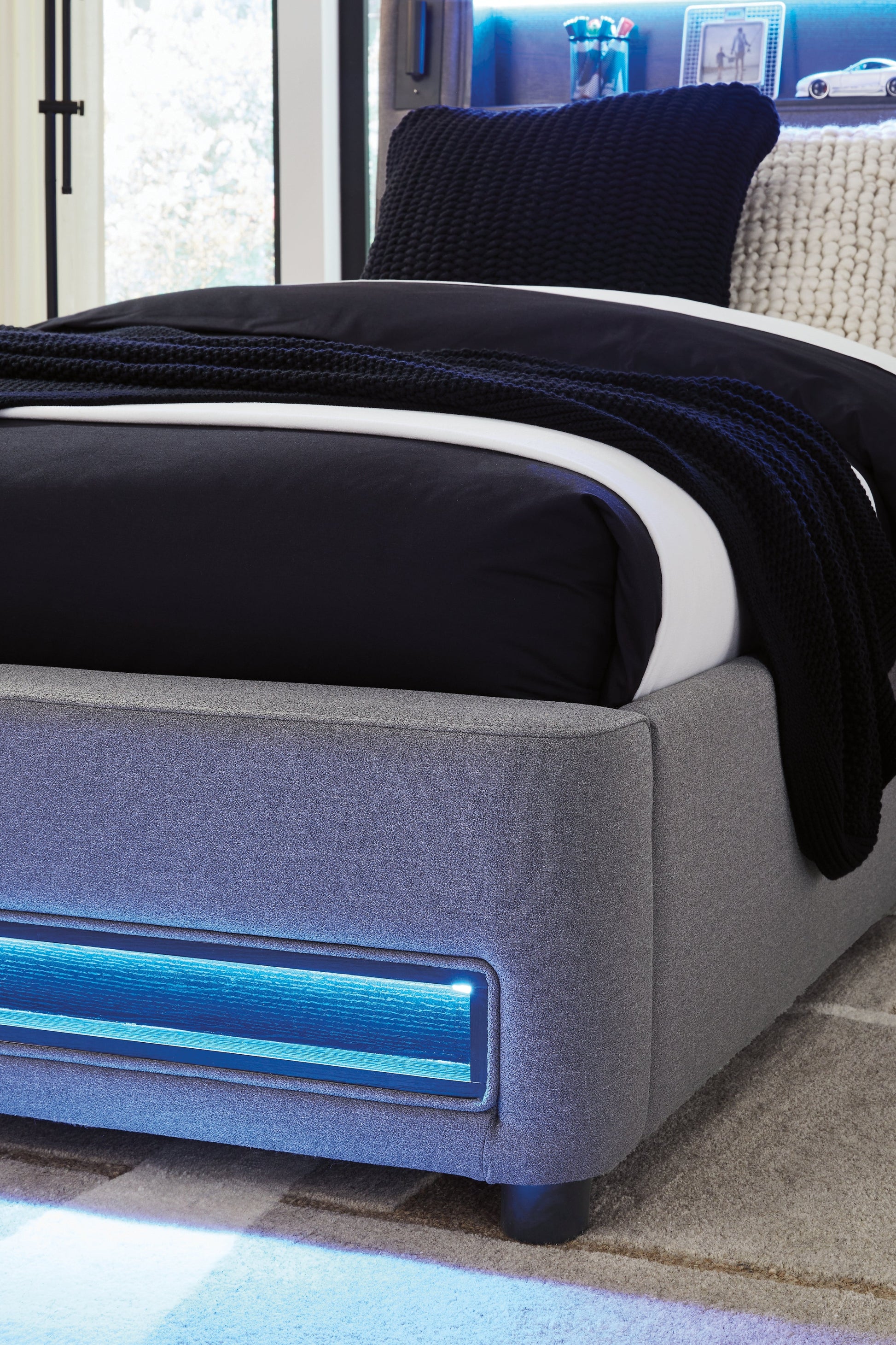 Verishaw Gray Twin Upholstered Bed- Viva Furn