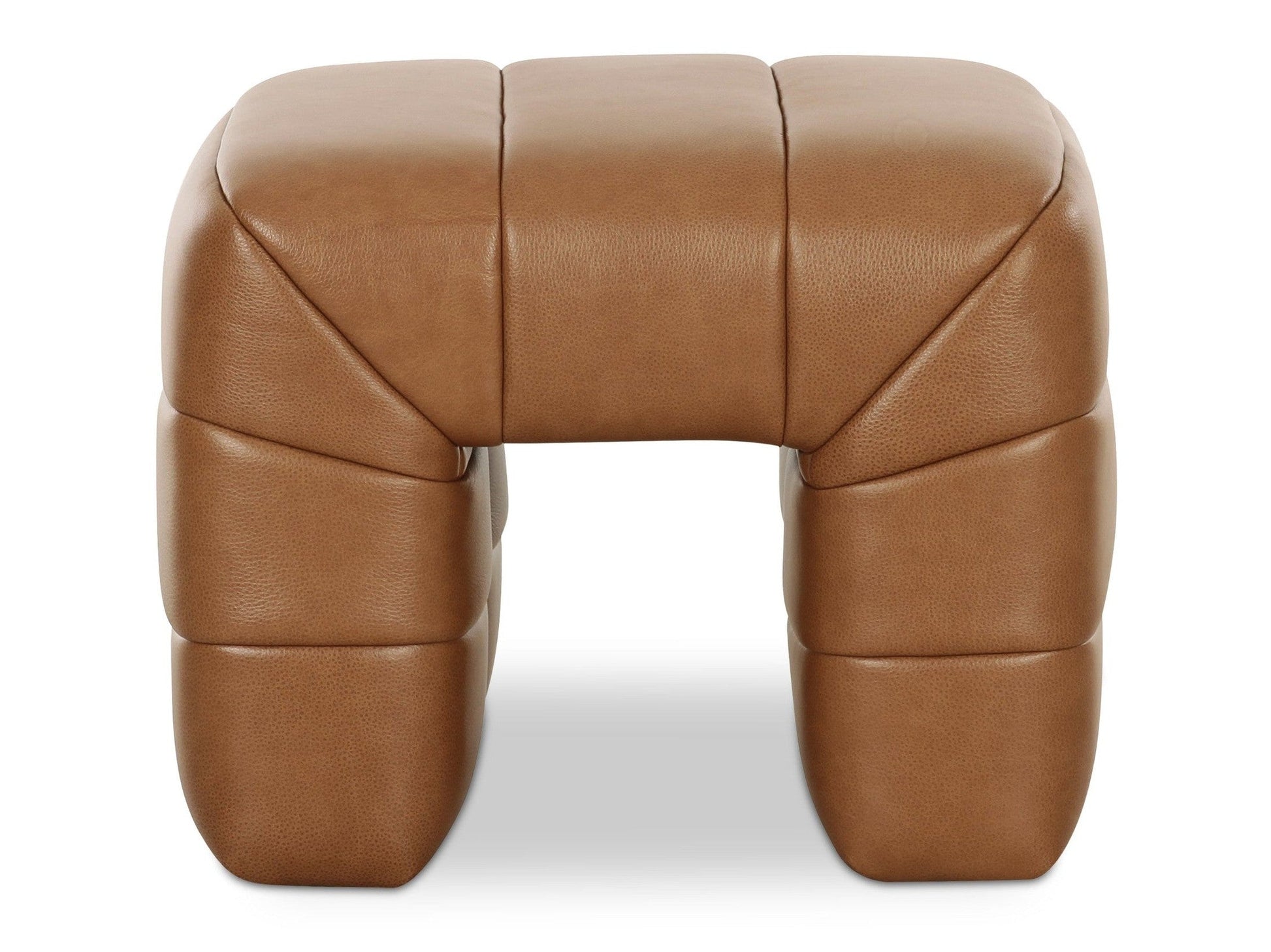 Verity Tan Leather Stool - Ornate Home