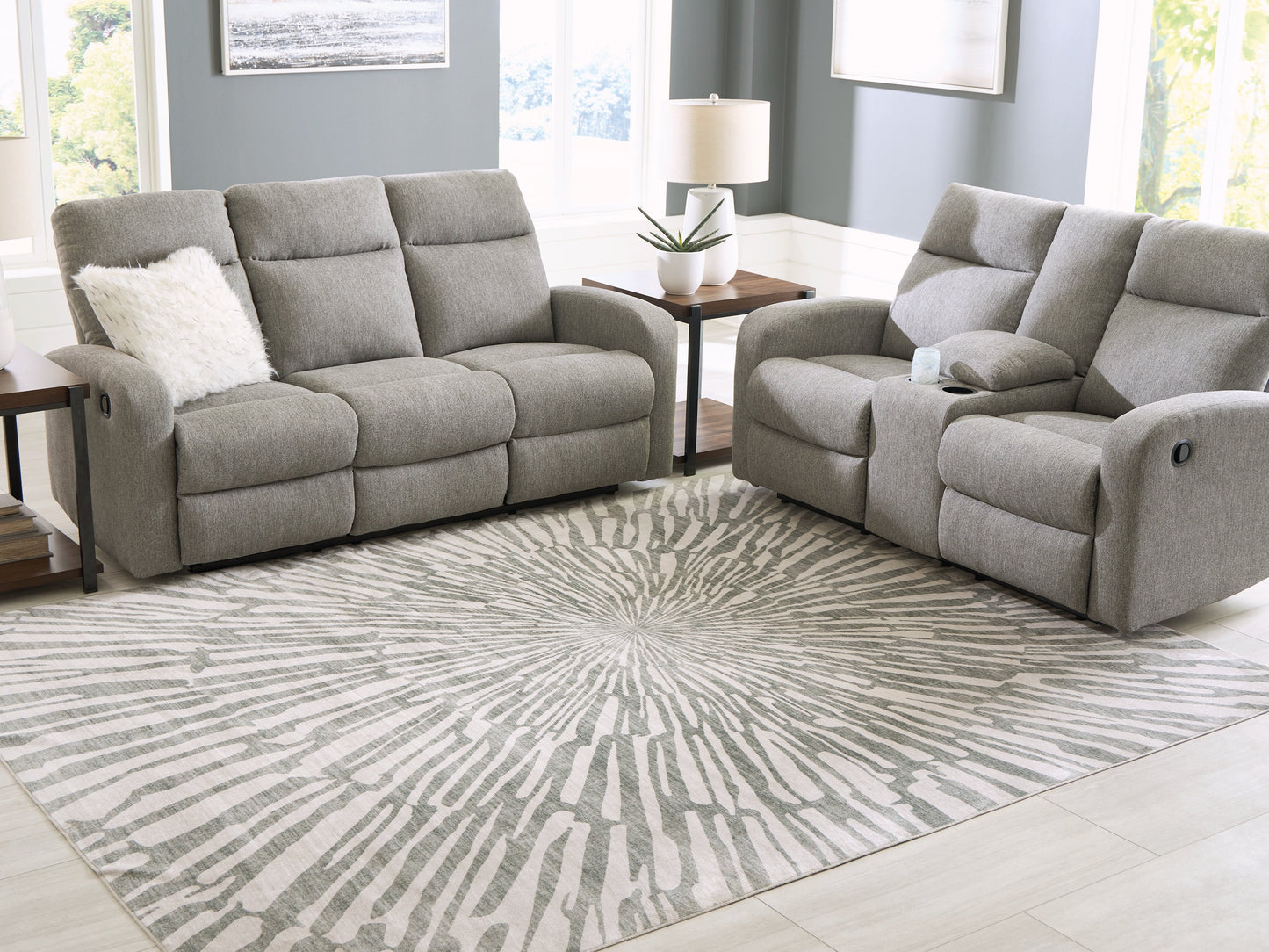 Verland Gray/White Washable Large Rug- Viva Furn