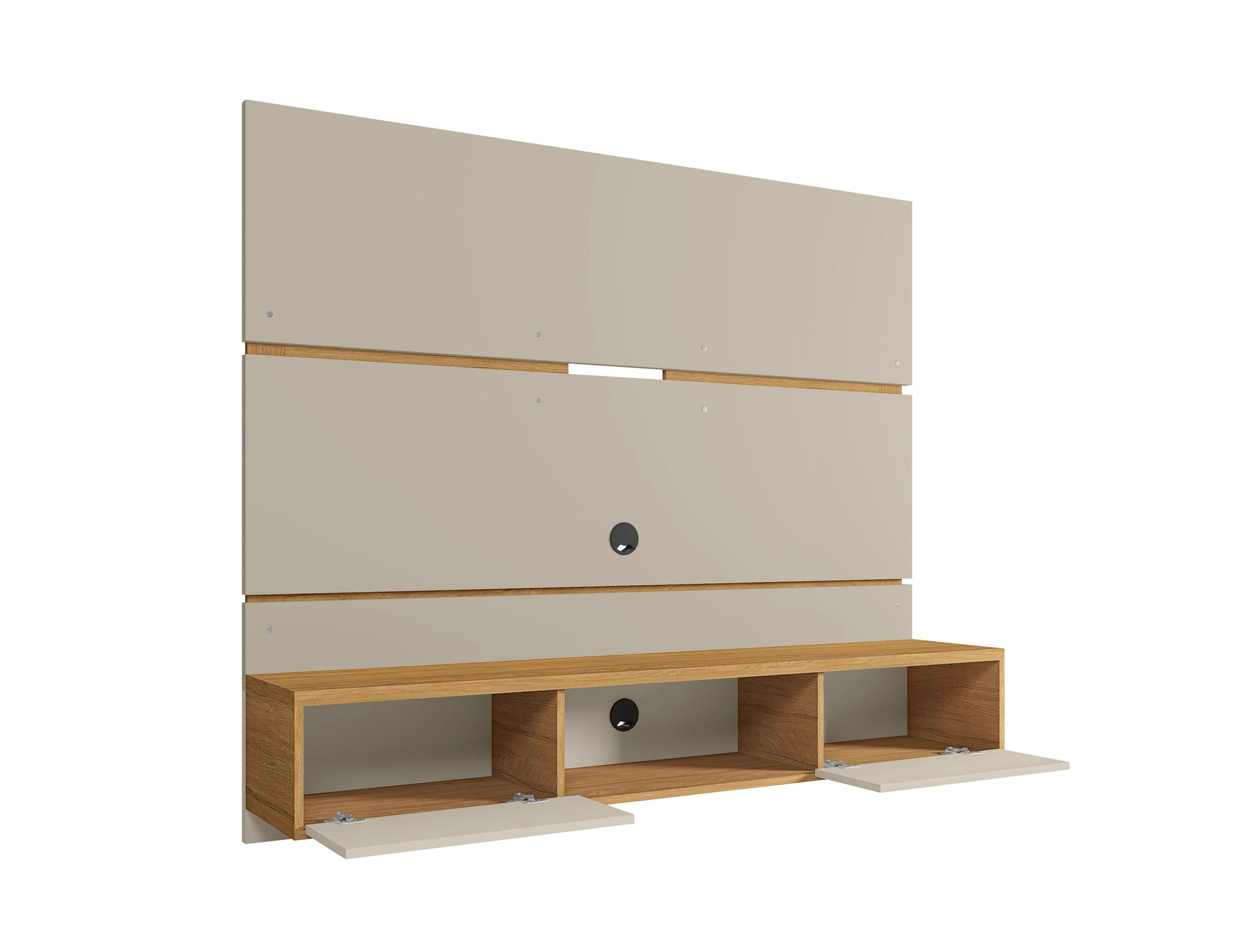 Vernon 62.99 Floating Entertainment Center in Off White and Cinnamon - Ornate Home