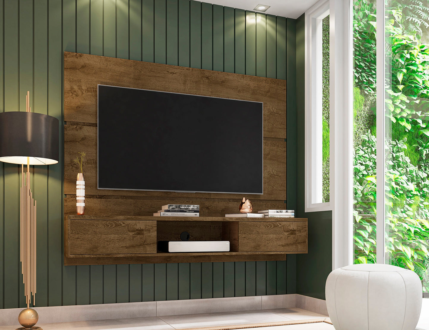 Vernon 62.99 Floating Entertainment Center in Rustic Brown - Ornate Home