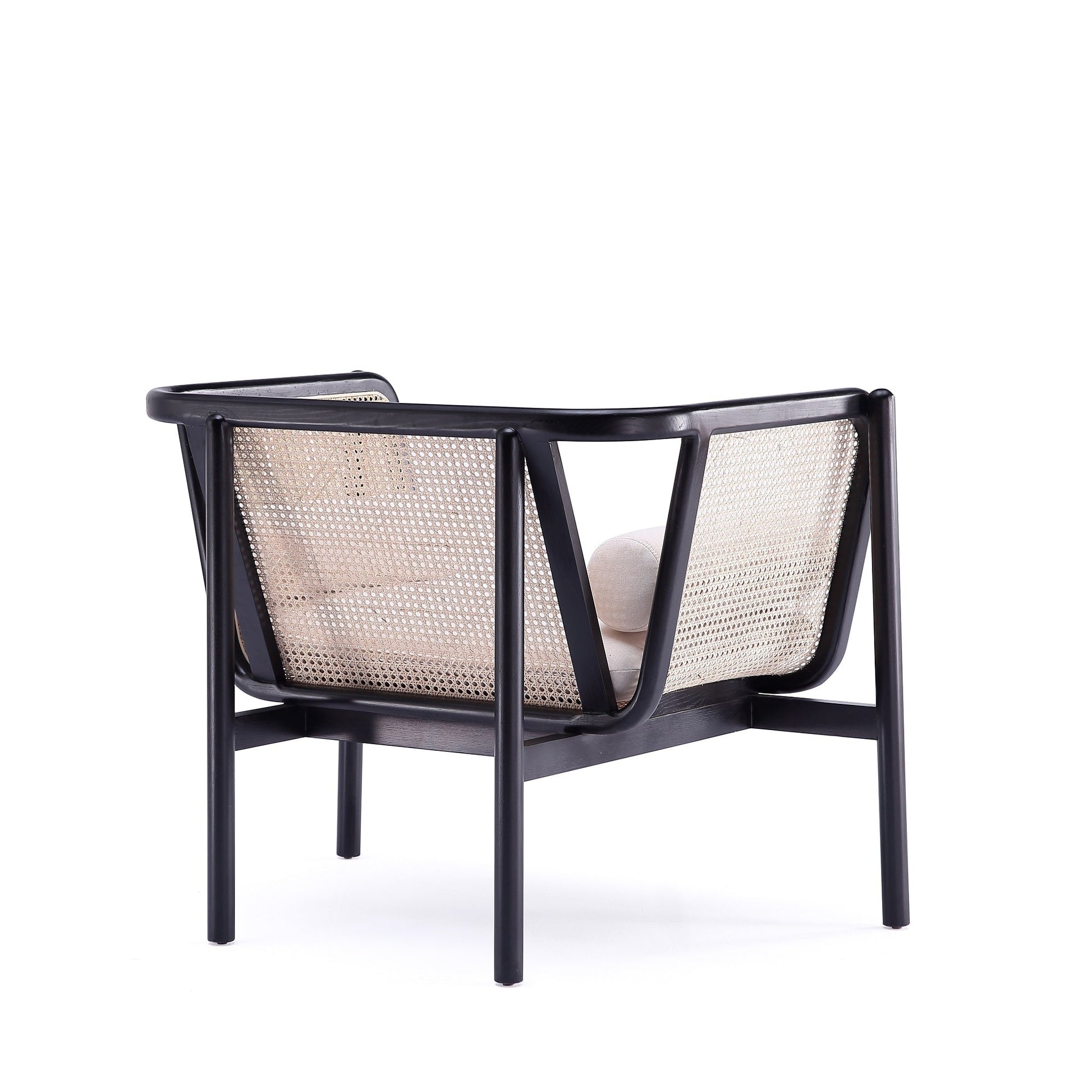 Versailles Accent Chair in Black, Natural Cane and Cream - Ornate Home