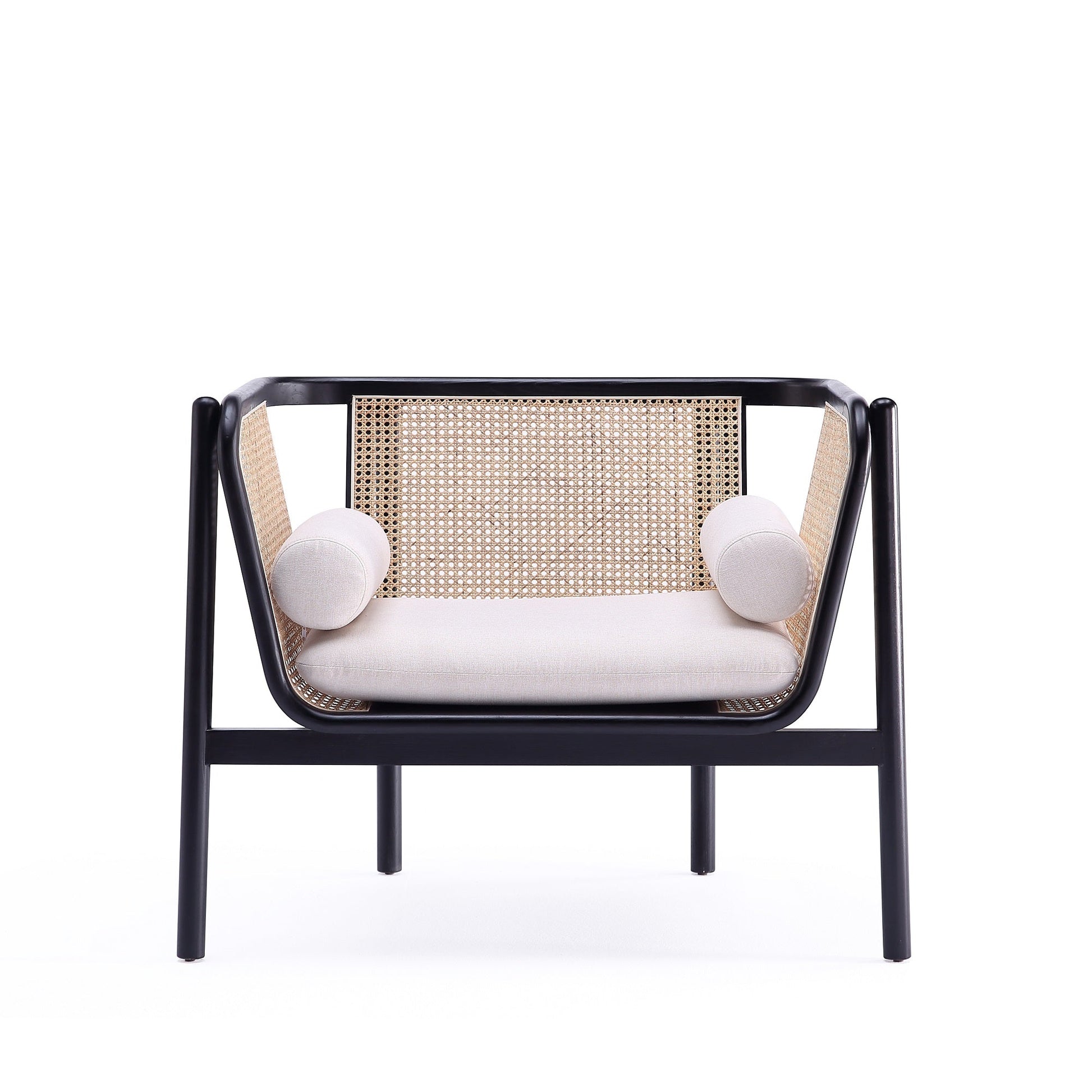 Versailles Accent Chair in Black, Natural Cane and Cream (set of 2) - Ornate Home