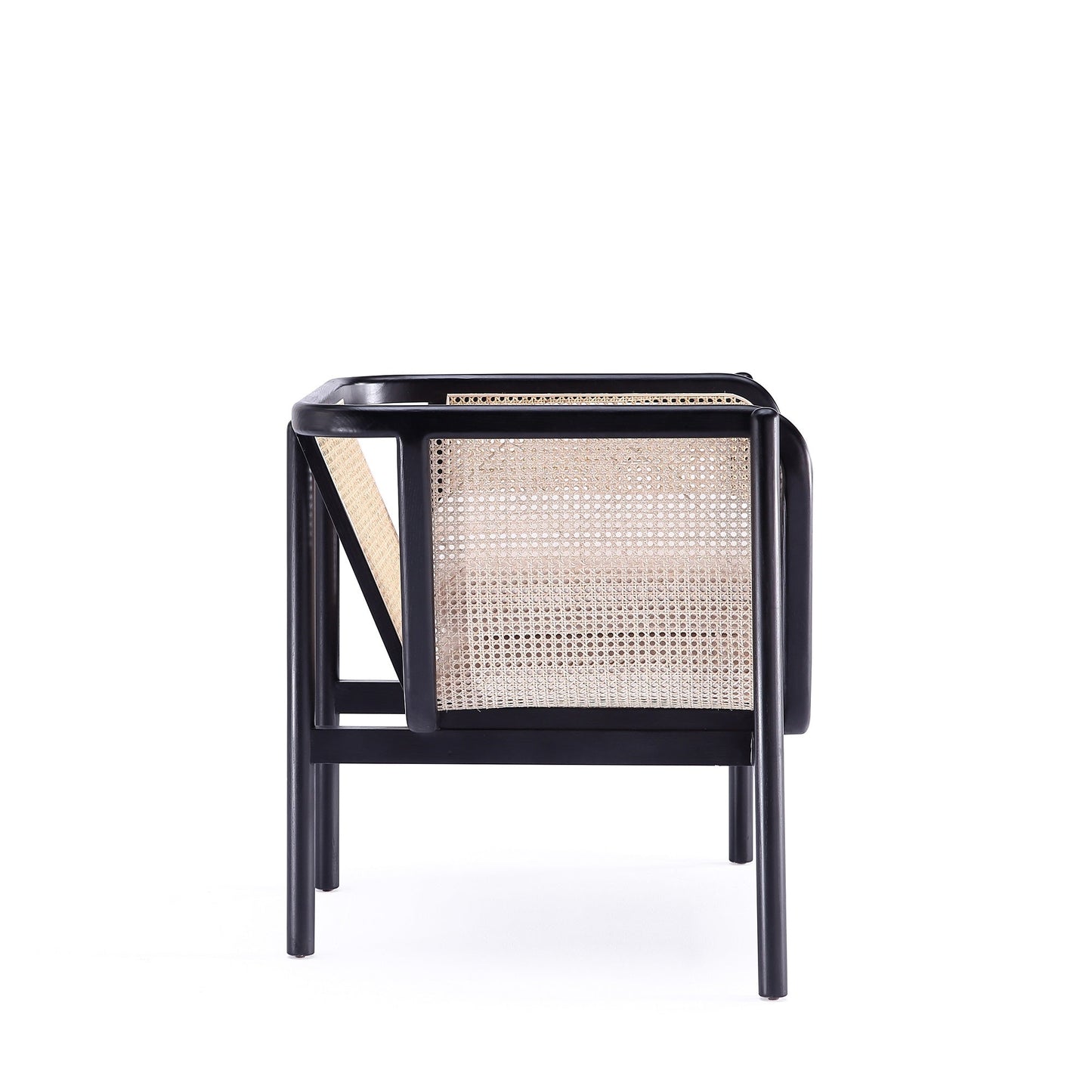 Versailles Accent Chair in Black, Natural Cane and Cream (set of 2) - Ornate Home