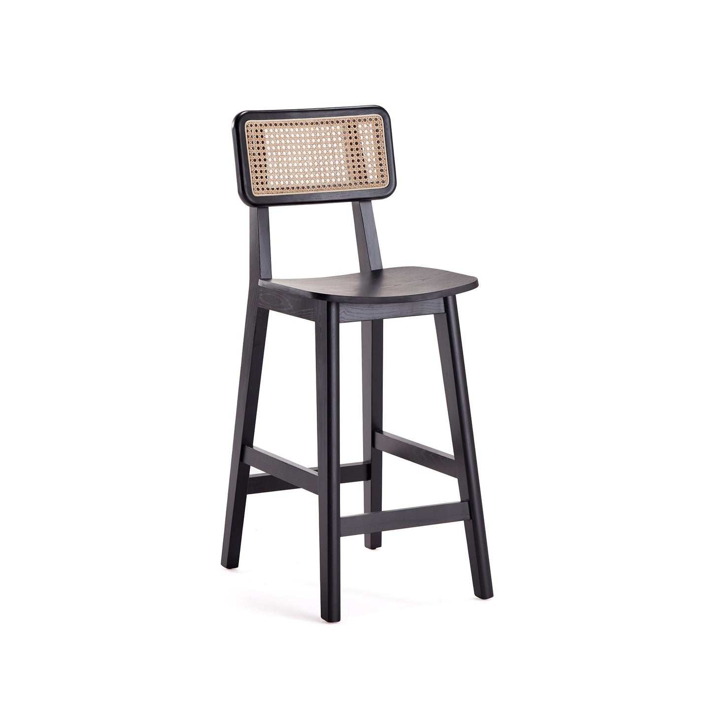Versailles Counter Stool in Black and Natural Cane (set of 3) - Ornate Home