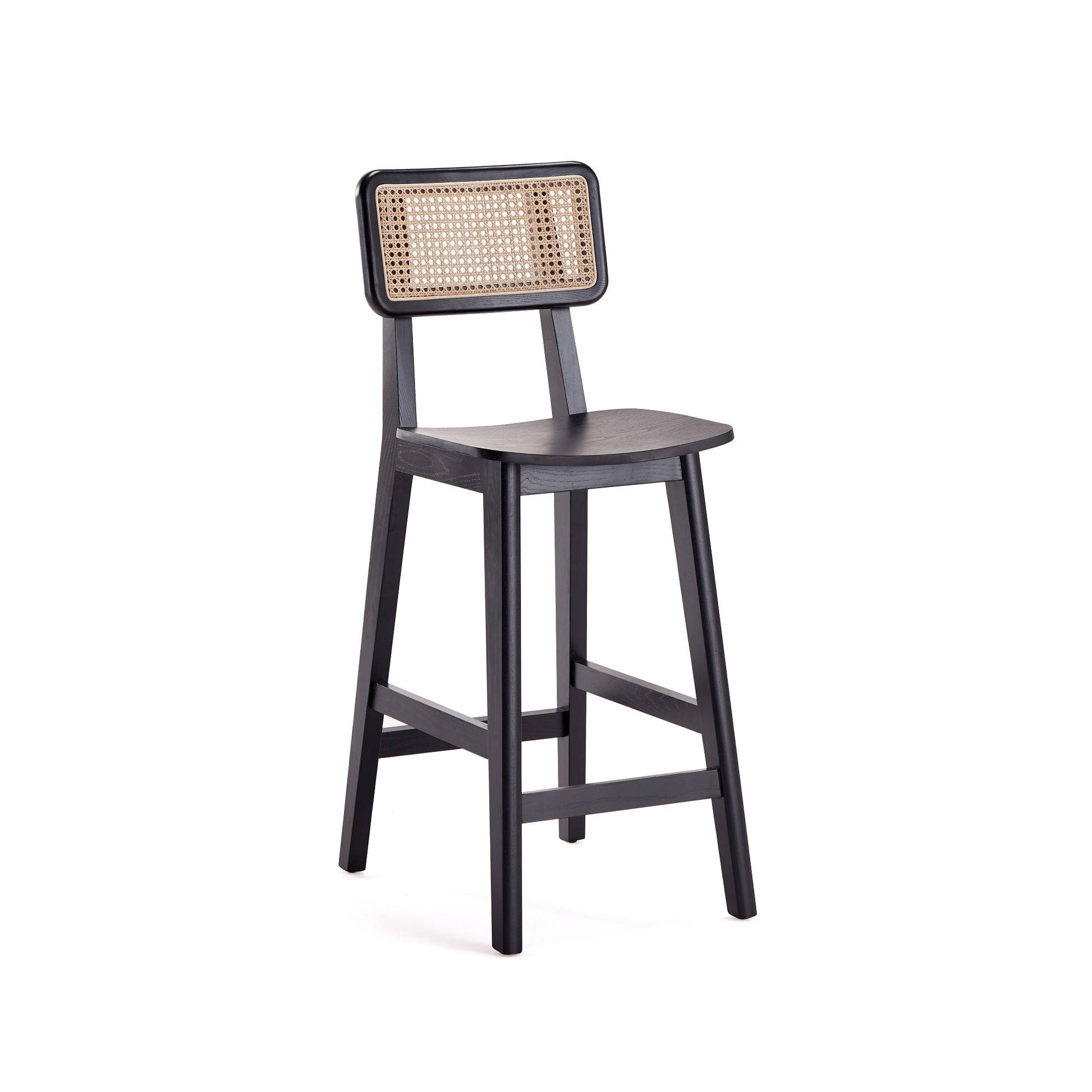 Versailles Counter Stool in Black and Natural Cane (set of 3) - Ornate Home