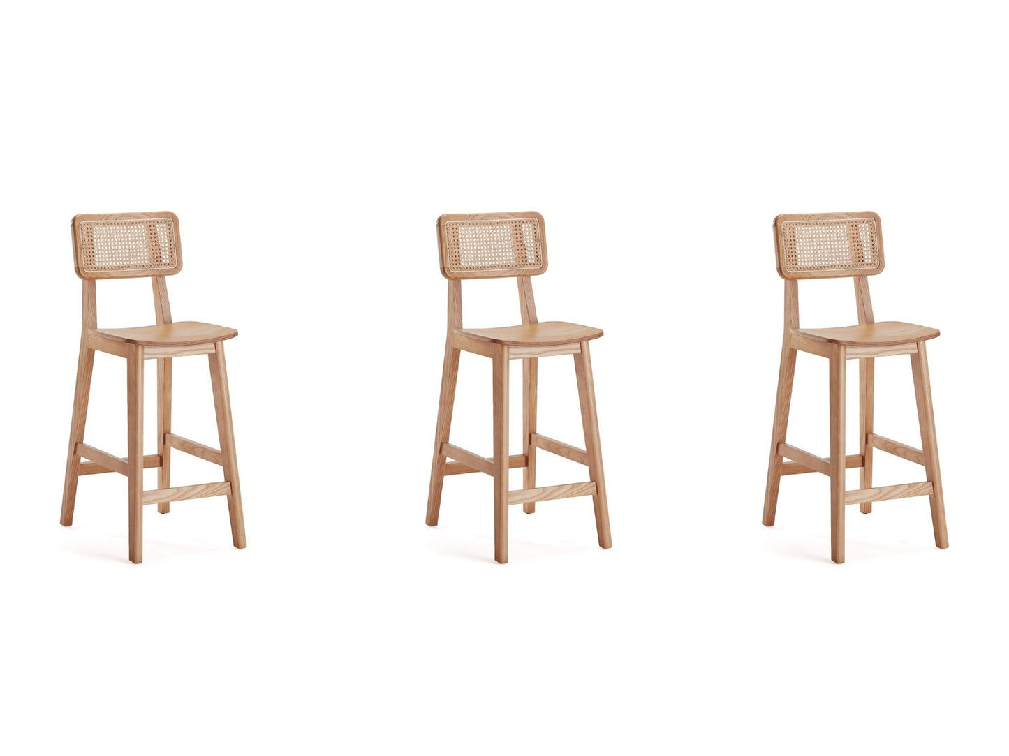 Versailles Counter Stool in Nature Cane (set of 3) - Ornate Home