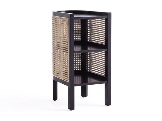 Versailles End Table in Black and Natural Cane - Ornate Home