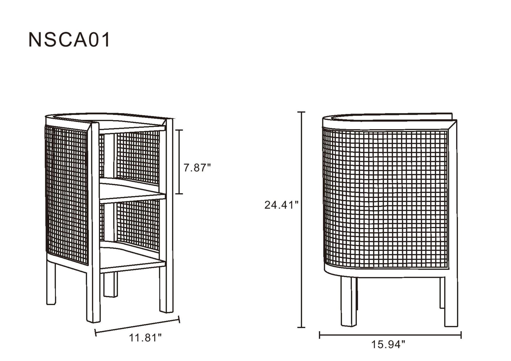 Versailles End Table in Black and Natural Cane (set of 2) - Ornate Home