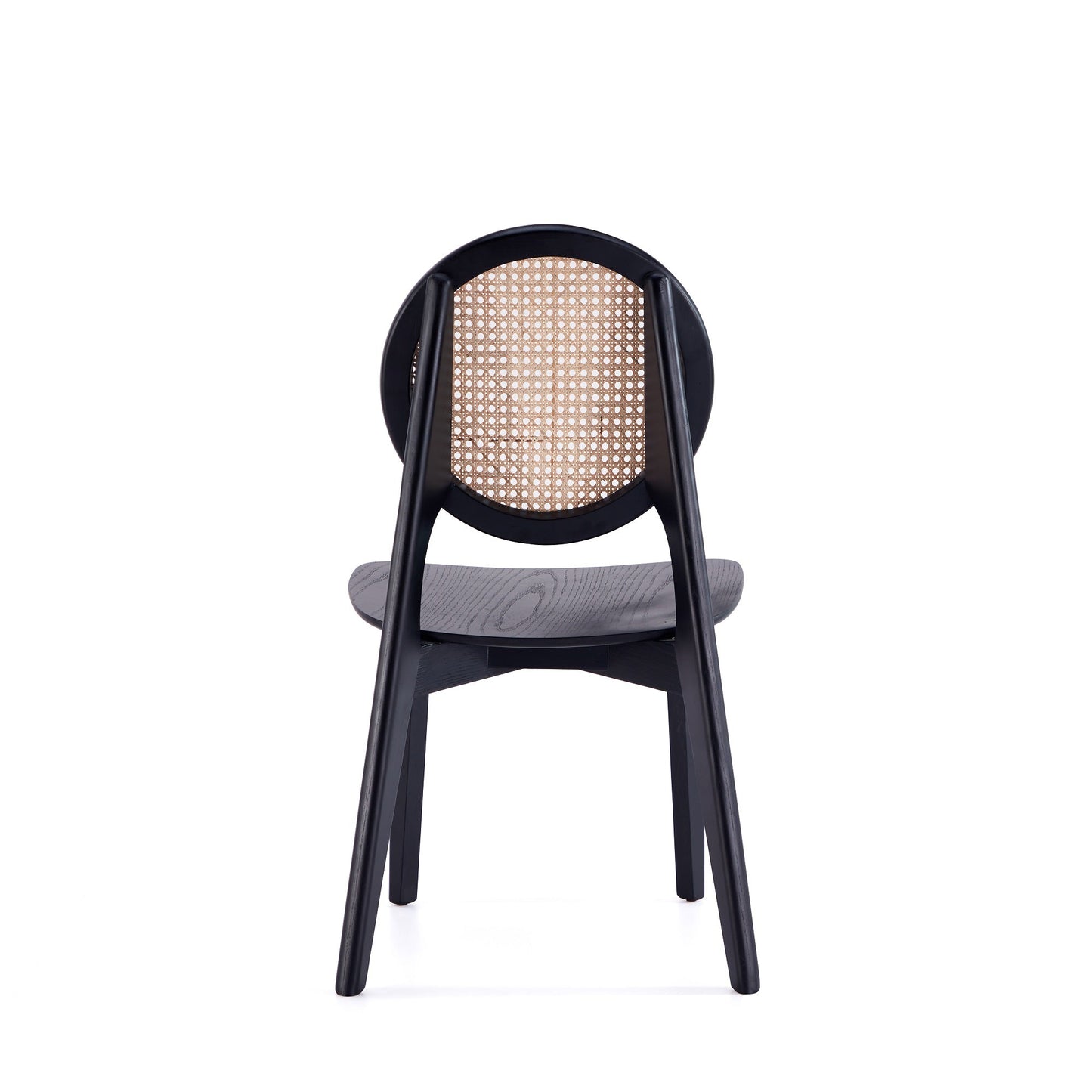 Versailles Round Dining Chair in Black and Natural Cane (set of 2) - Ornate Home
