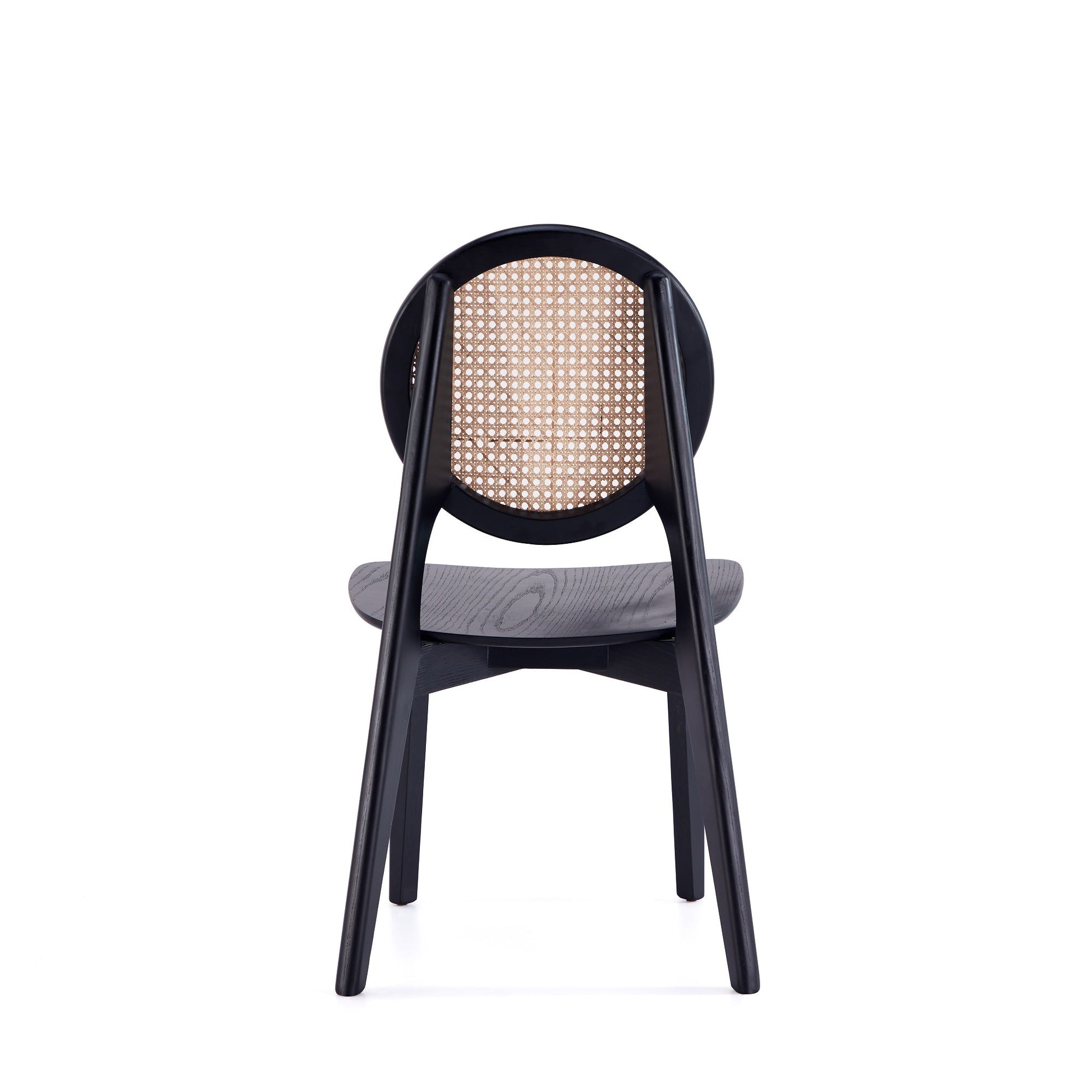 Versailles Round Dining Chair in Black and Natural Cane (set of 2) - Ornate Home