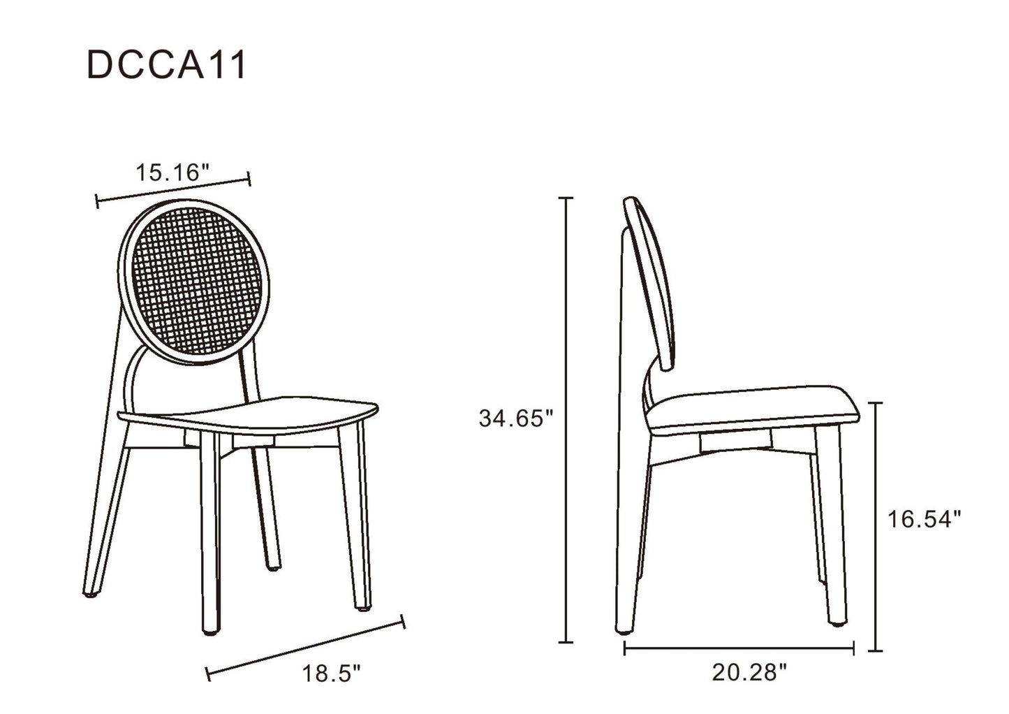 Versailles Round Dining Chair in Black and Natural Cane (set of 4) - Ornate Home