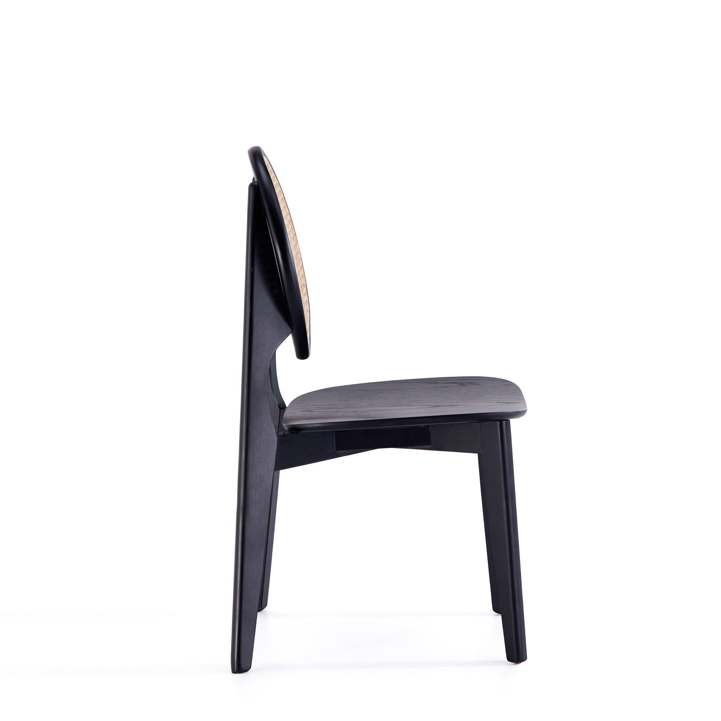 Versailles Round Dining Chair in Black and Natural Cane (set of 4) - Ornate Home