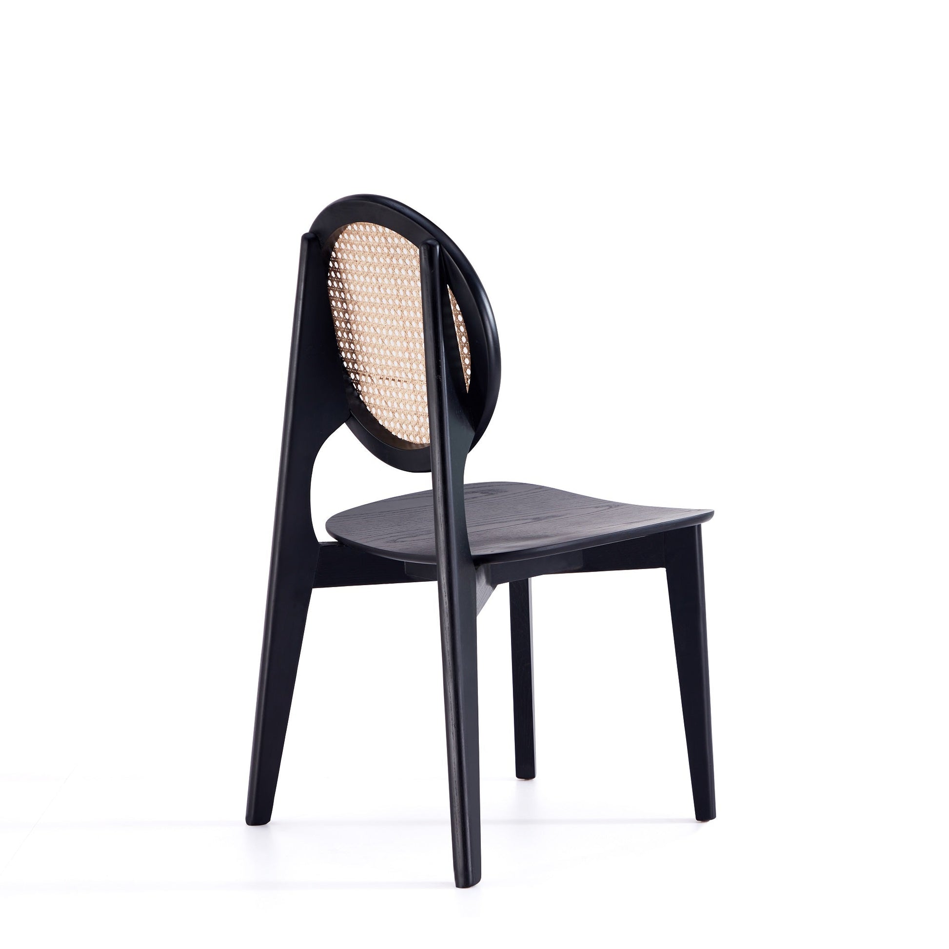 Versailles Round Dining Chair in Black and Natural Cane (set of 4) - Ornate Home