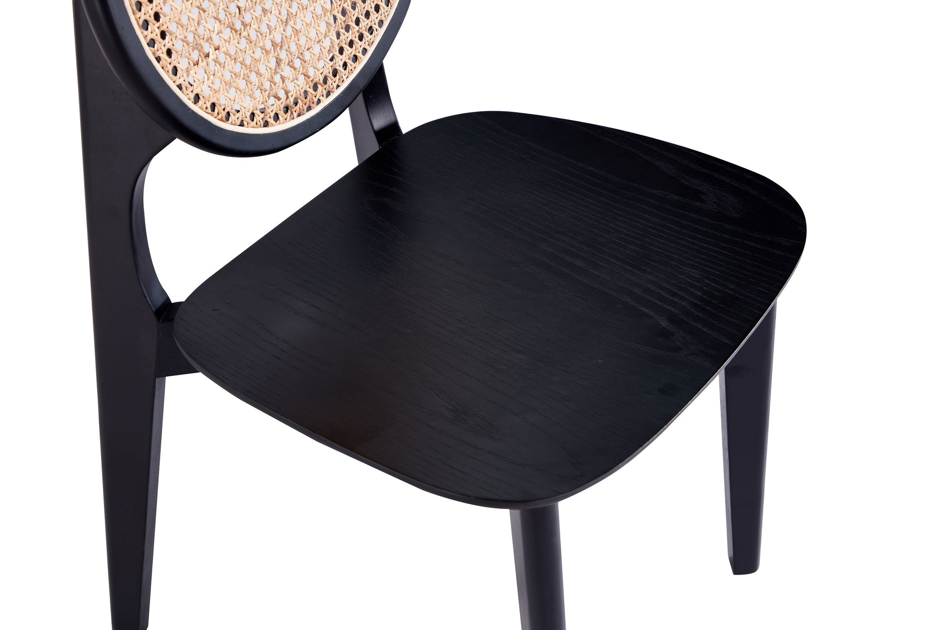 Versailles Round Dining Chair in Black and Natural Cane (set of 4) - Ornate Home