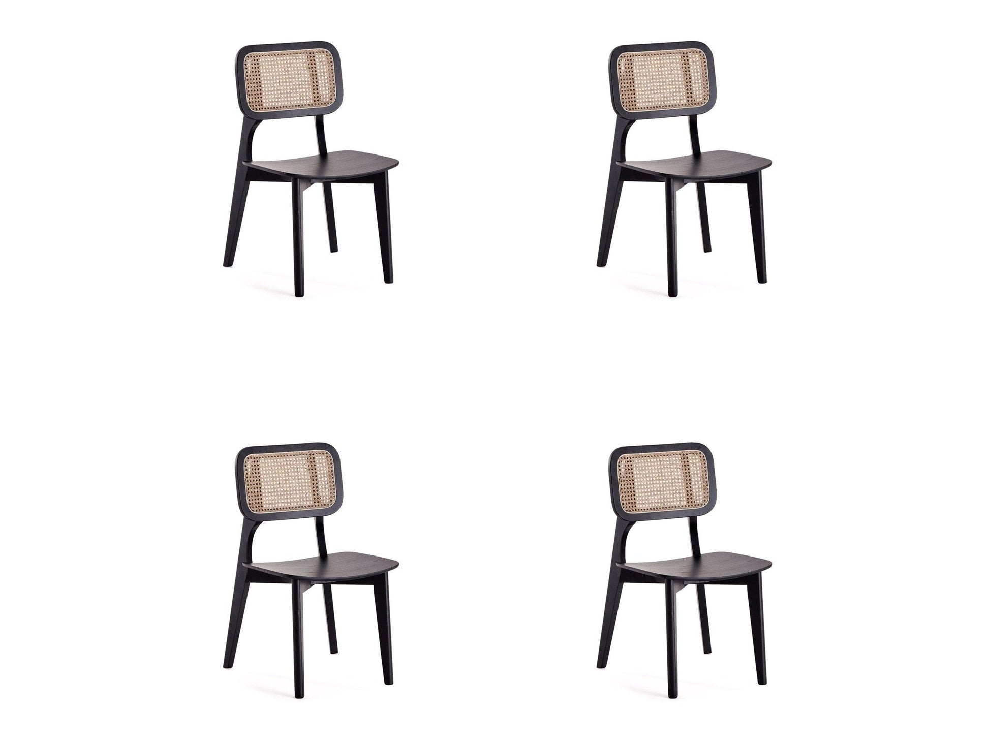 Versailles Square Dining Chair in Black and Natural Cane (set of 4) - Ornate Home
