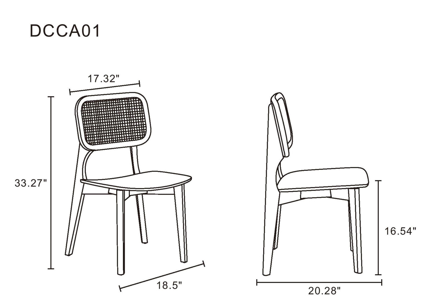 Versailles Square Dining Chair in Black and Natural Cane (set of 4) - Ornate Home