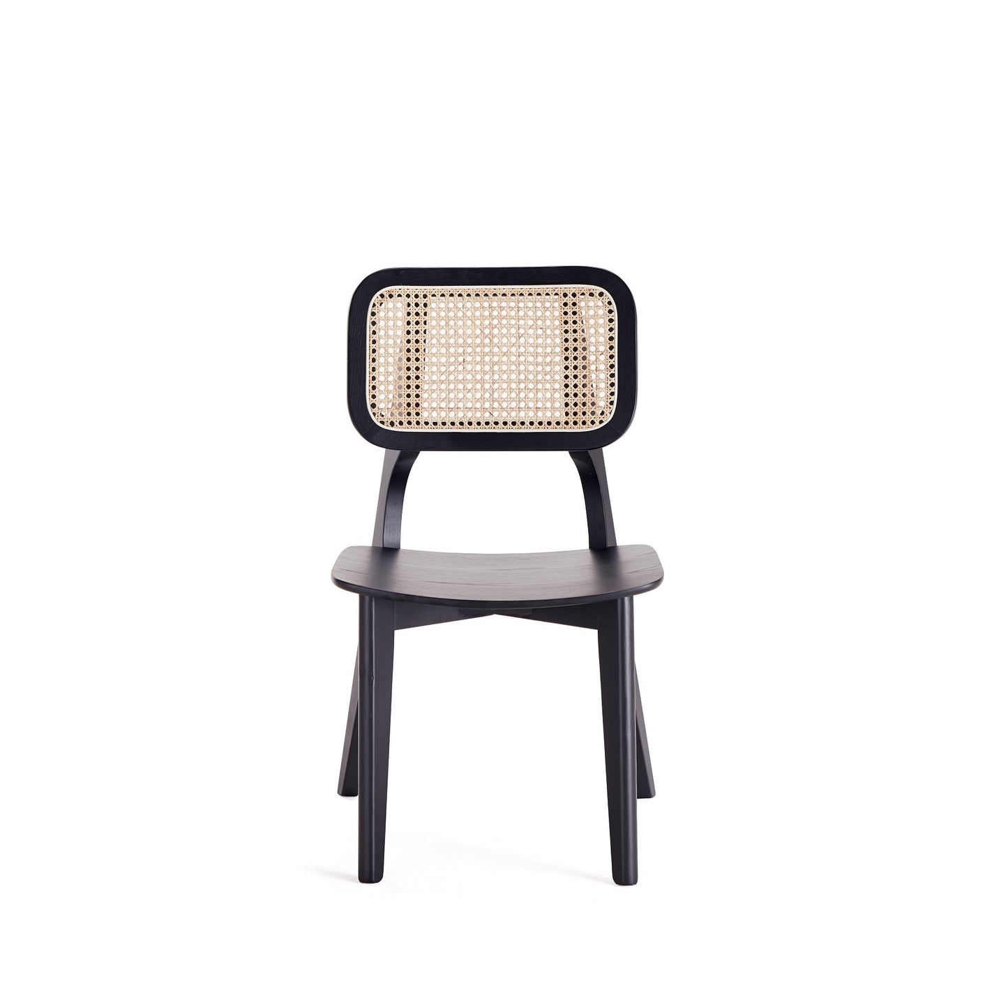 Versailles Square Dining Chair in Black and Natural Cane (set of 4) - Ornate Home
